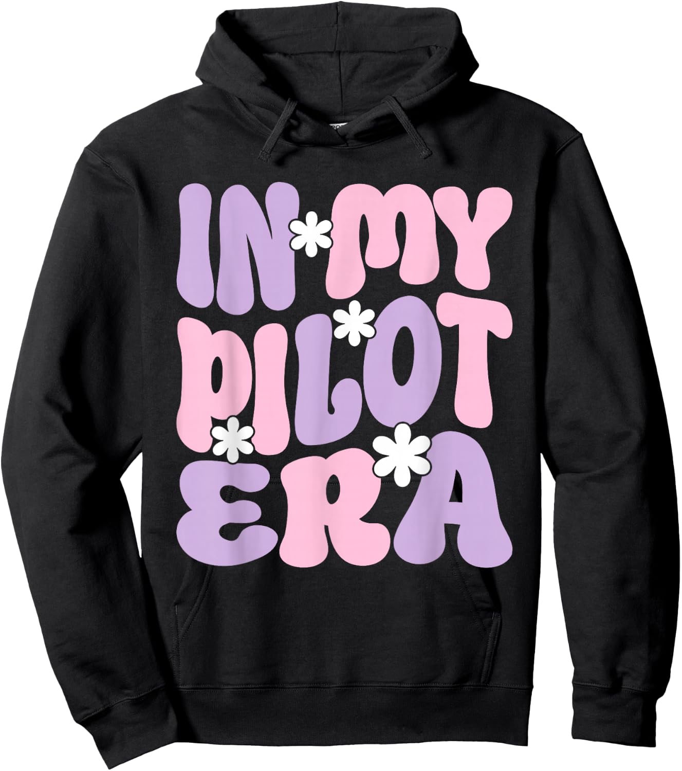 In My Pilot Era Female Pilot Airplanes Aviation Groovy Hoodie - Hoodie | Black