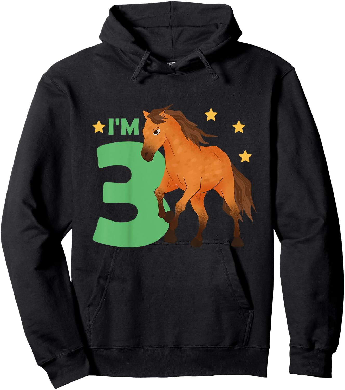 Children 3rd Birthday Horse Three Years Old Rider Hoodie - Hoodie | Black