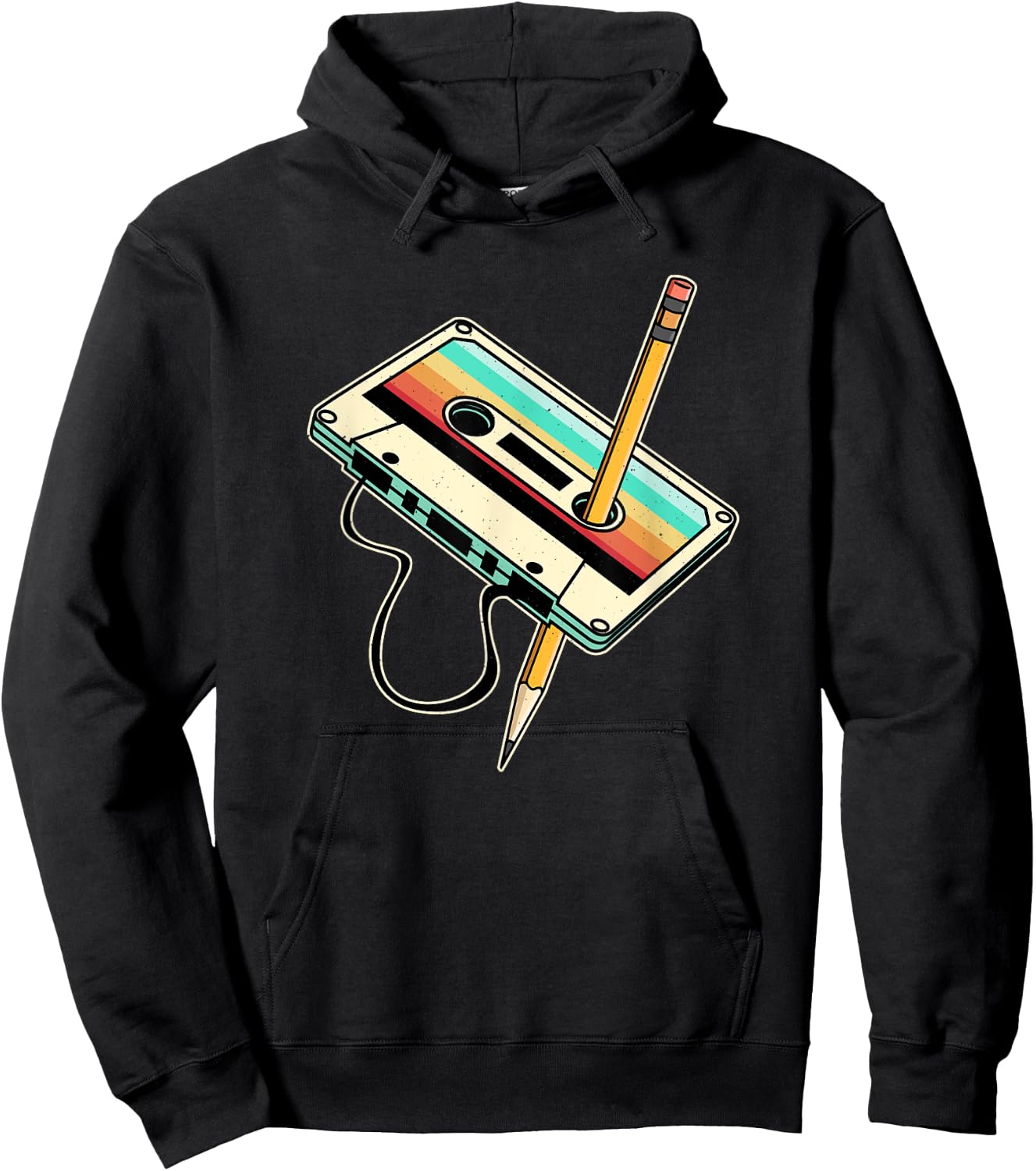80s 90s Retro Party Costume Nostalgia Cassette Hoodie - Hoodie | Black