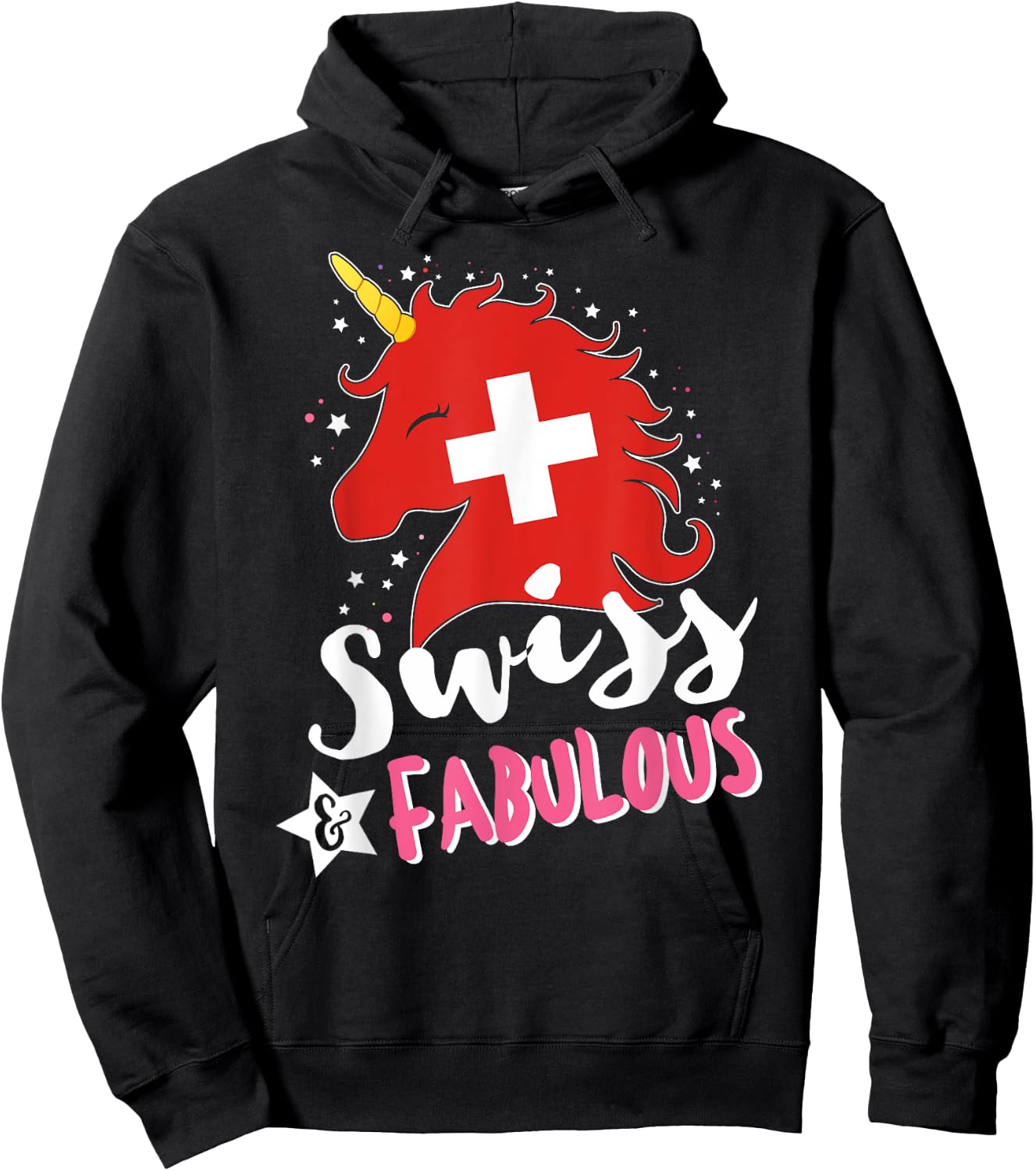 Swiss Unicorn Switzerland Flag Hoodie - Hoodie | Black