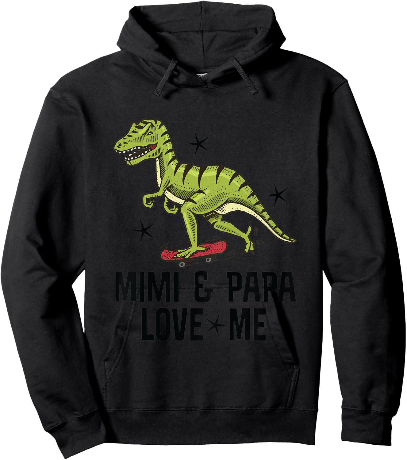 Kids Mimi and Papa Love Me Grandson Dinosaur Hoodie - Hoodie | Black