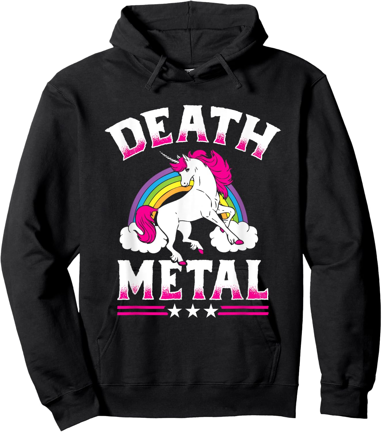 Death Metal Rainbow and Unicorn Heavy Rock Music Lover Gift Hoodie - Hoodie | Black