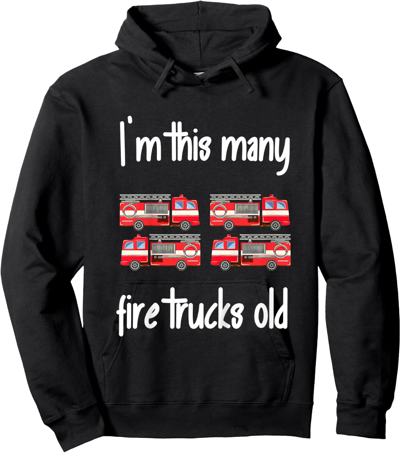 Kids Fire Truck Birthday 4 Years Old 4th Birthday Firefighter Hoodie - Hoodie | Black