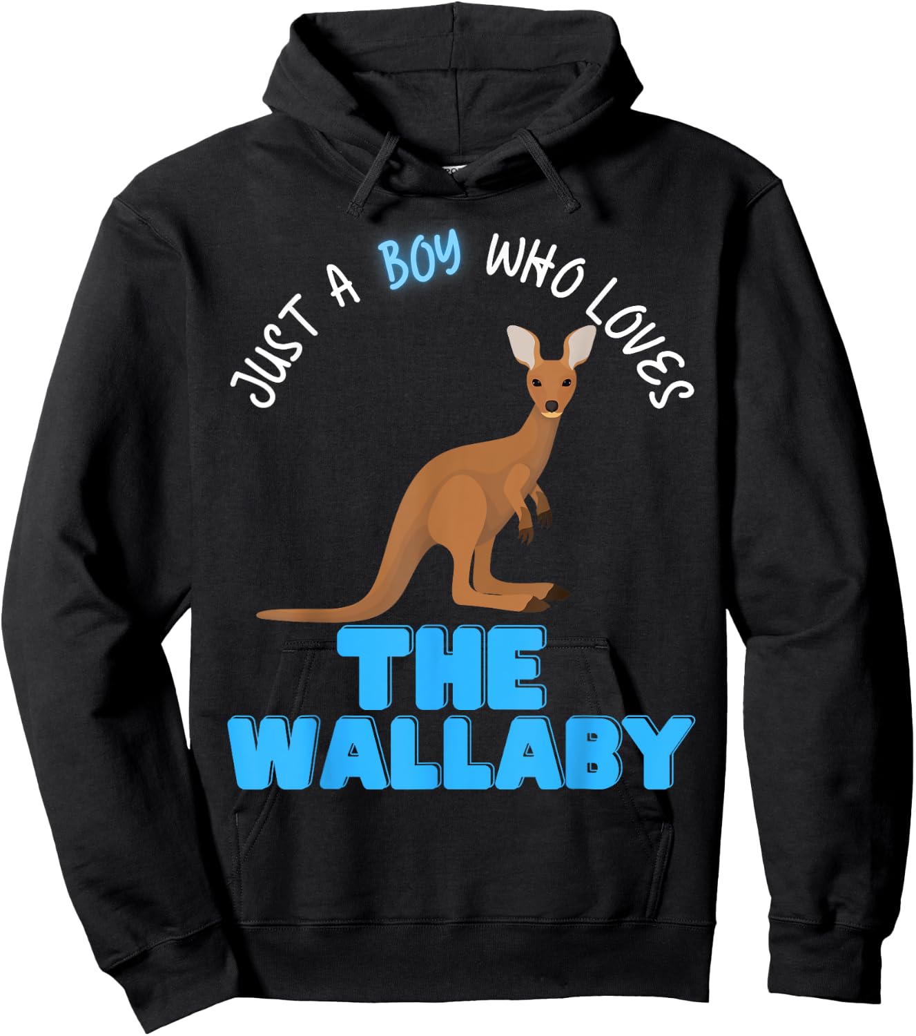 Just A Boy Who Loves Wallabys Cute Boys Fun Love Wallaby Hoodie - Hoodie | Black