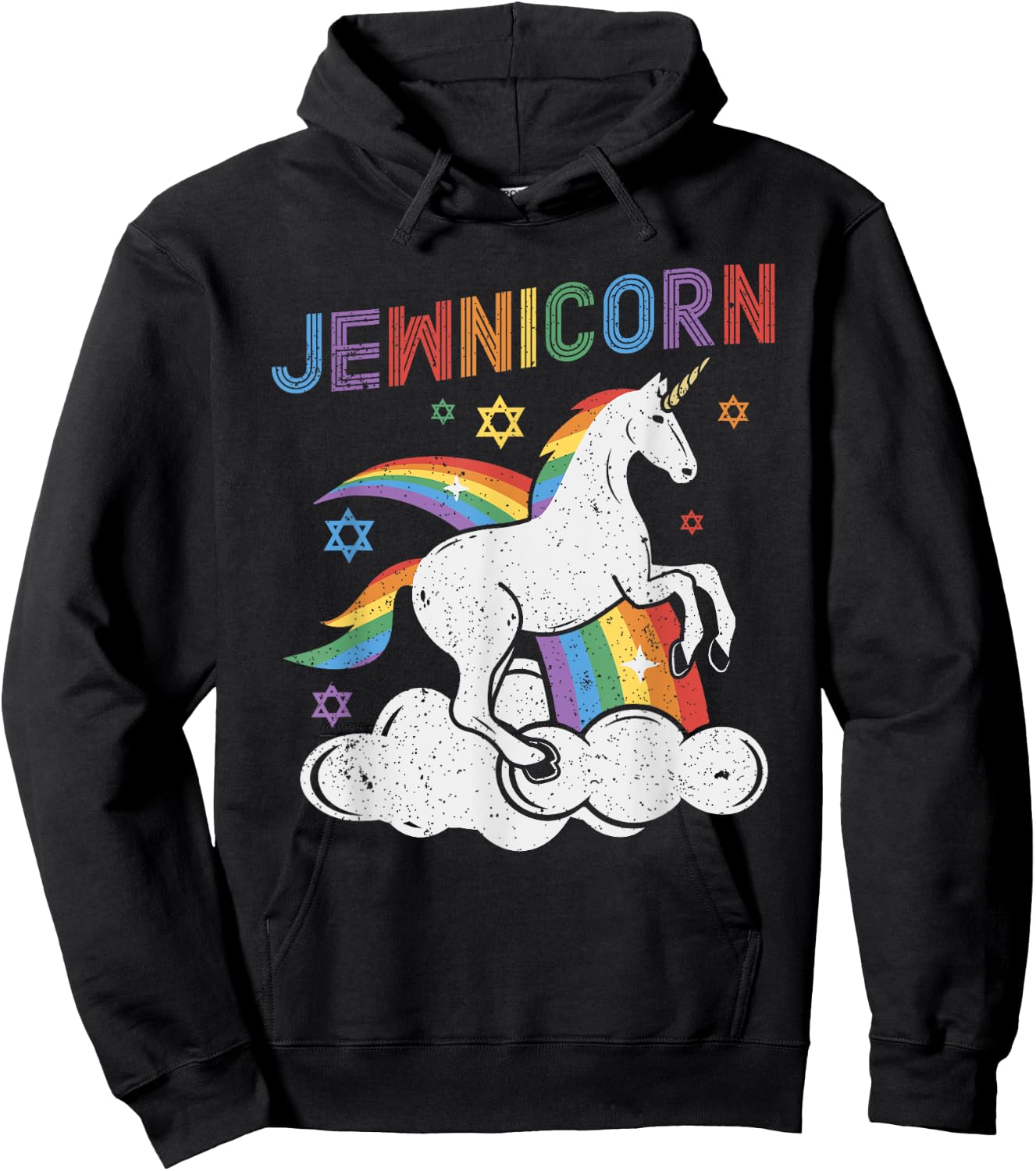 Jewnicorn Funny Jewish Unicorn Chanukah Girls Hanukkah Women Hoodie - Hoodie | Black