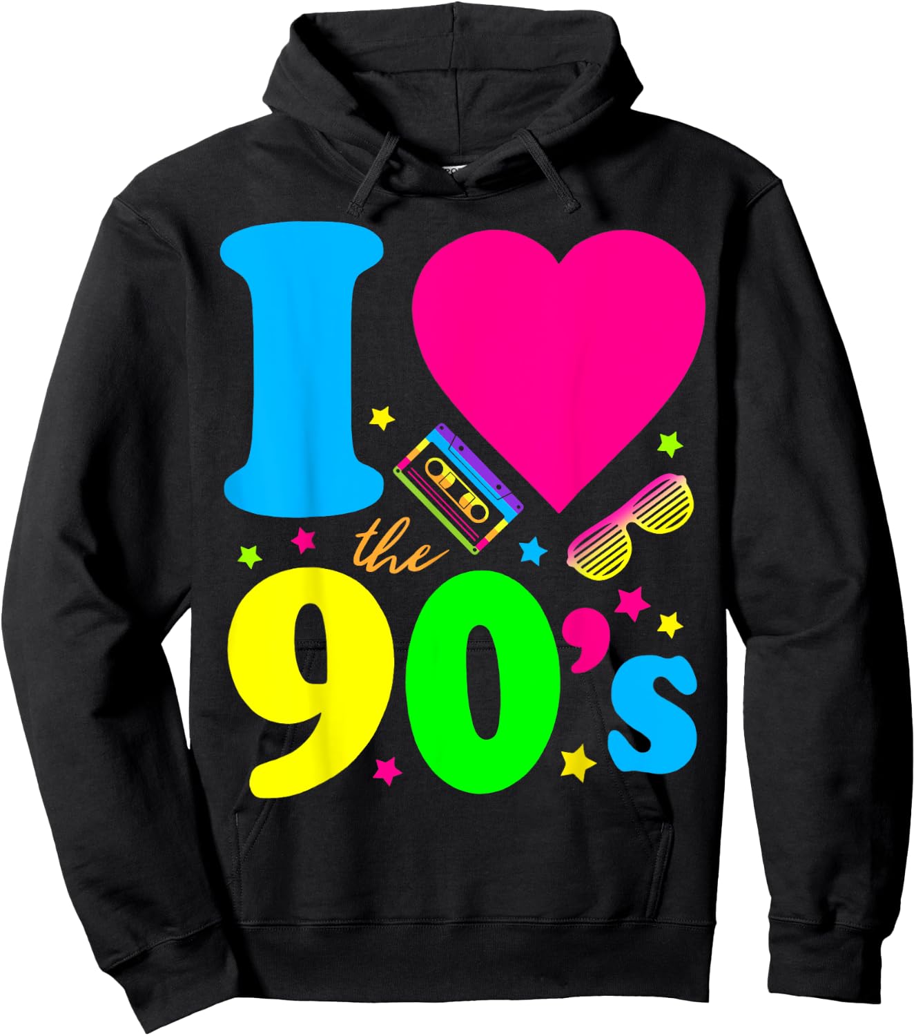 1990's 90s Shirt I Heart the Nineties Hoodie - Hoodie | Black