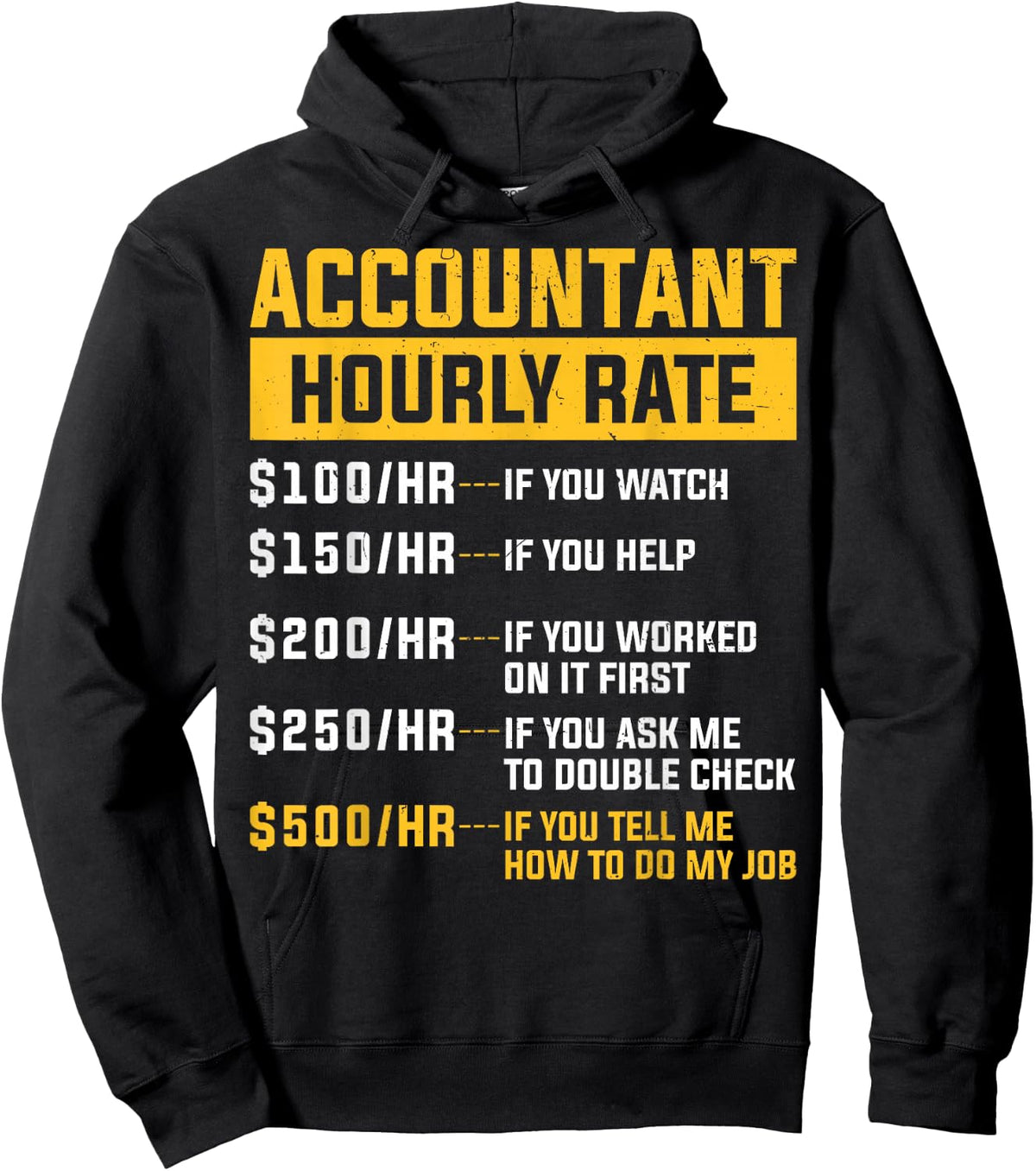 Accountant Hourly Rate Funny Best CPA Officer Accountant Hoodie - Hoodie | Black