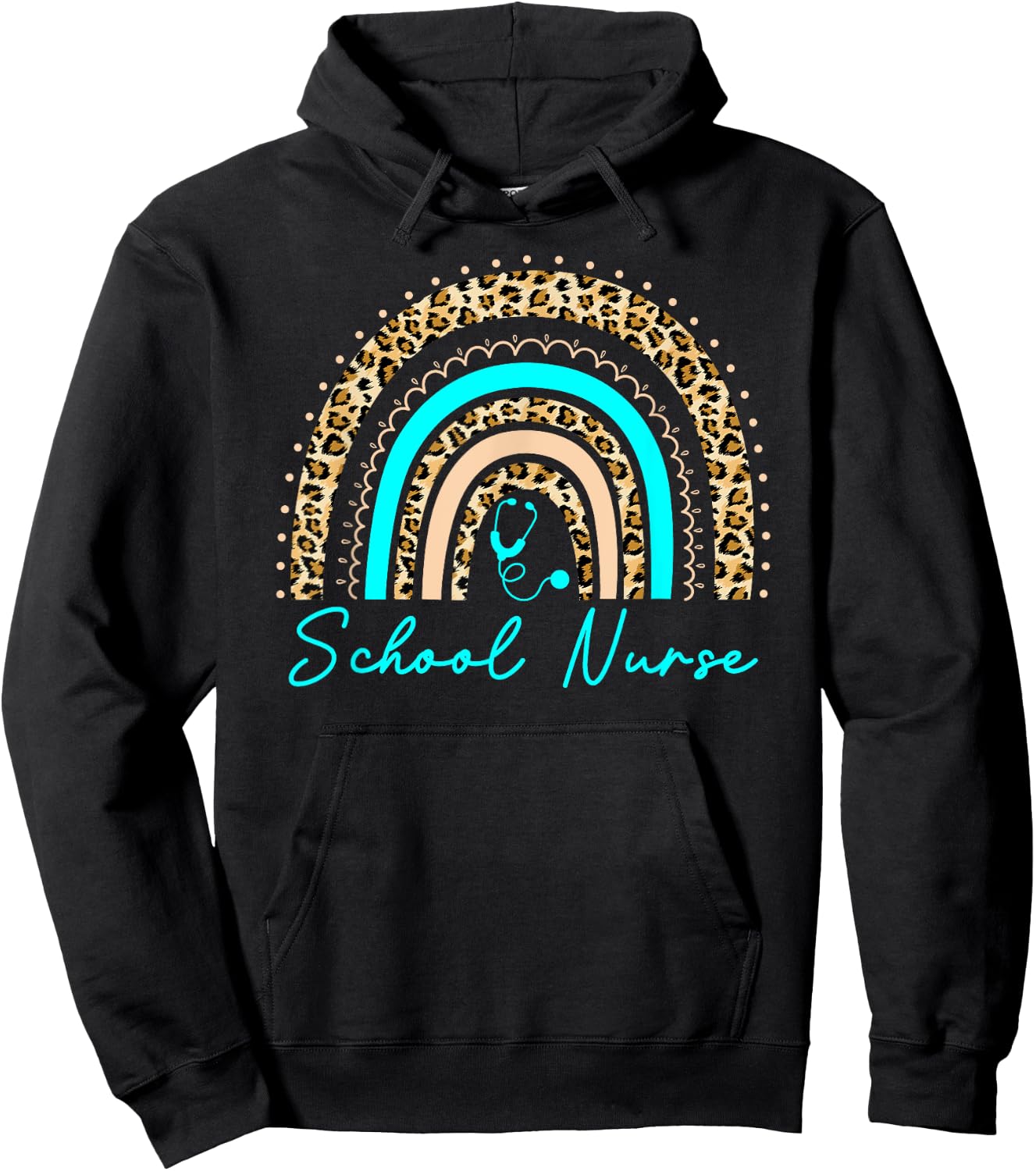 Rainbow Leopard School Nurse Seniors Work Back To School Hoodie - Hoodie | Black