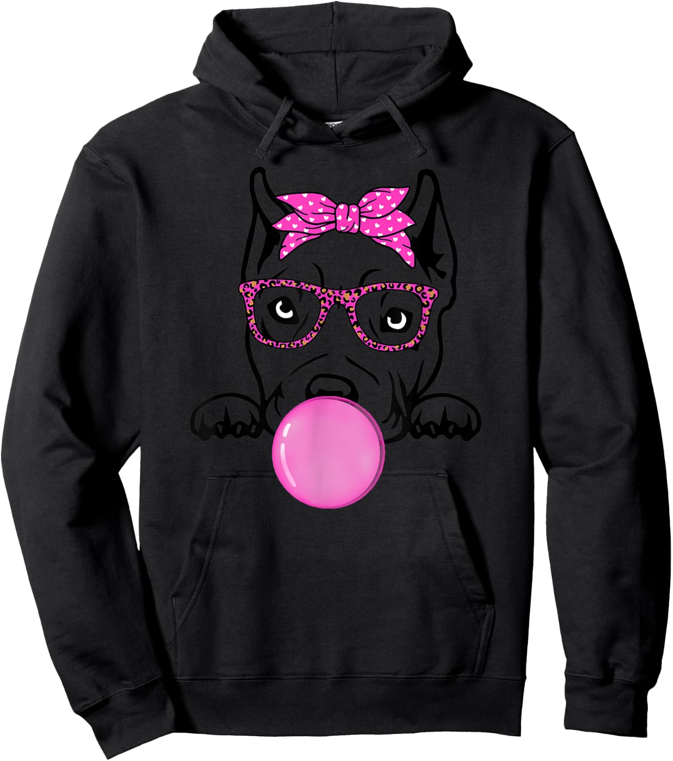 cute American Bully bubble gum bandana glasses Bully dog Hoodie - Hoodie | Black