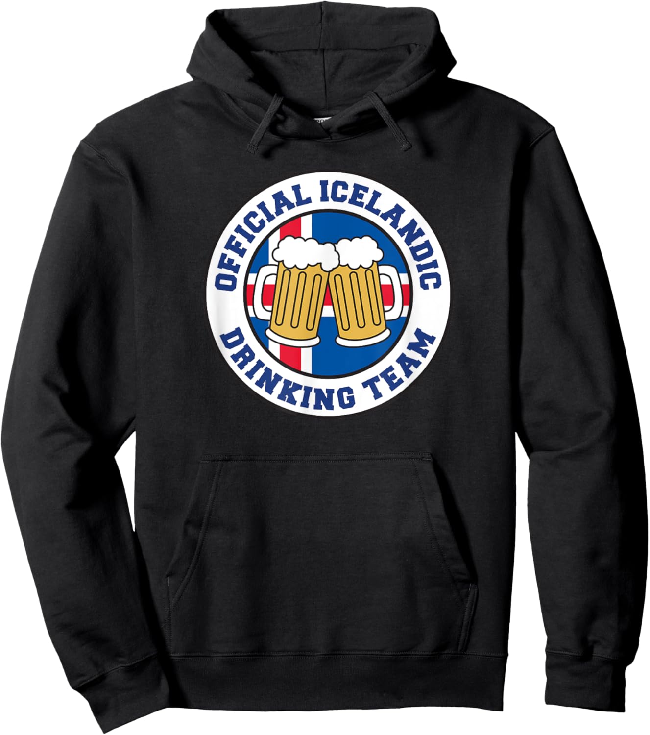 Official Icelandic Drinking Team Flag of Iceland Beer Funny Hoodie - Hoodie | Black