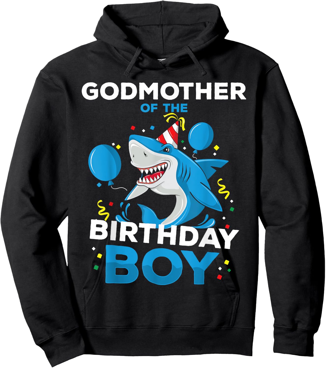 Godmother of The Birthday Boy Shark Ocean Matching Family Hoodie - Hoodie | Black