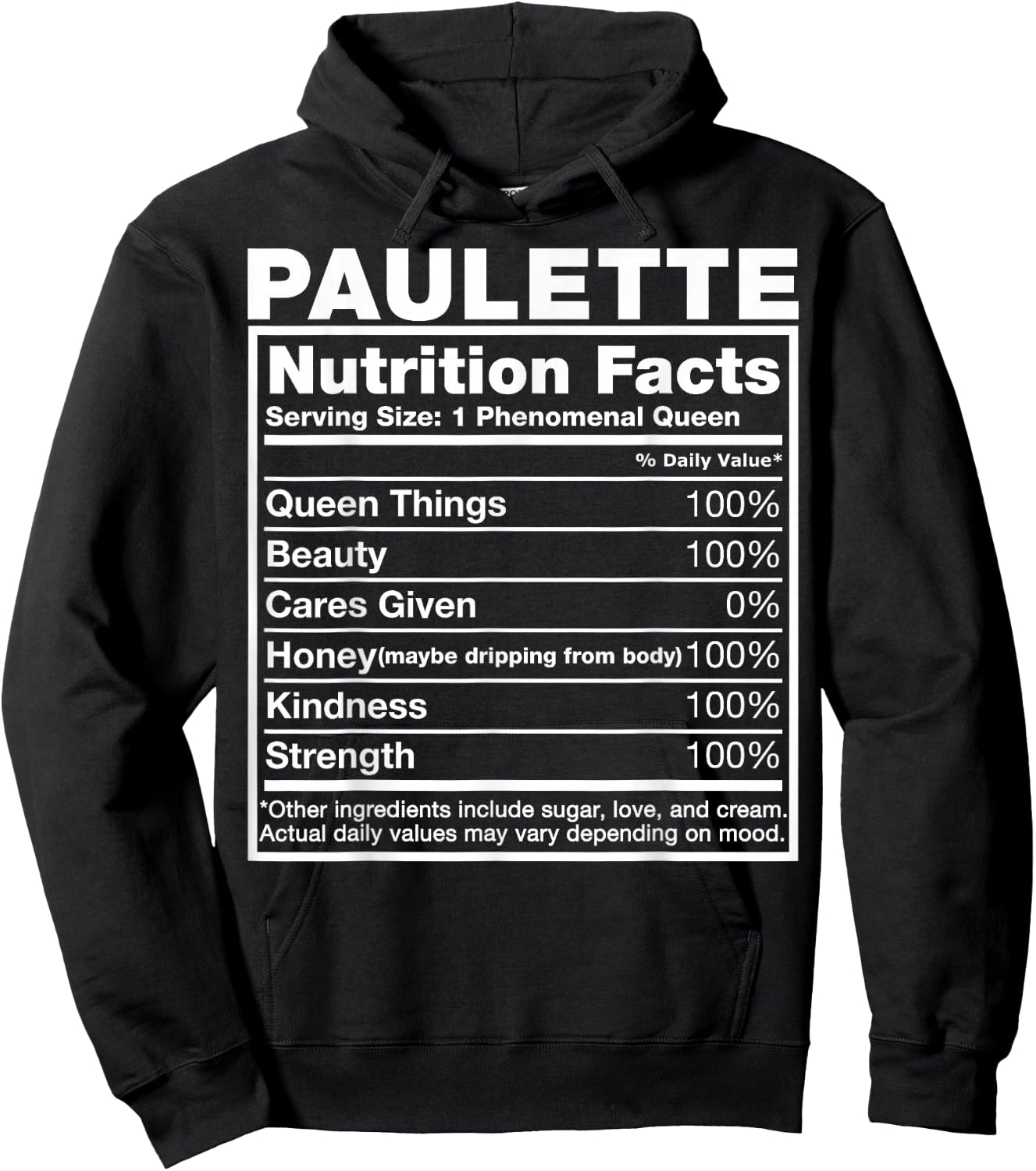 Paulette Nutrition Facts Paulette Name Birthday Shirt Hoodie - Hoodie | Black