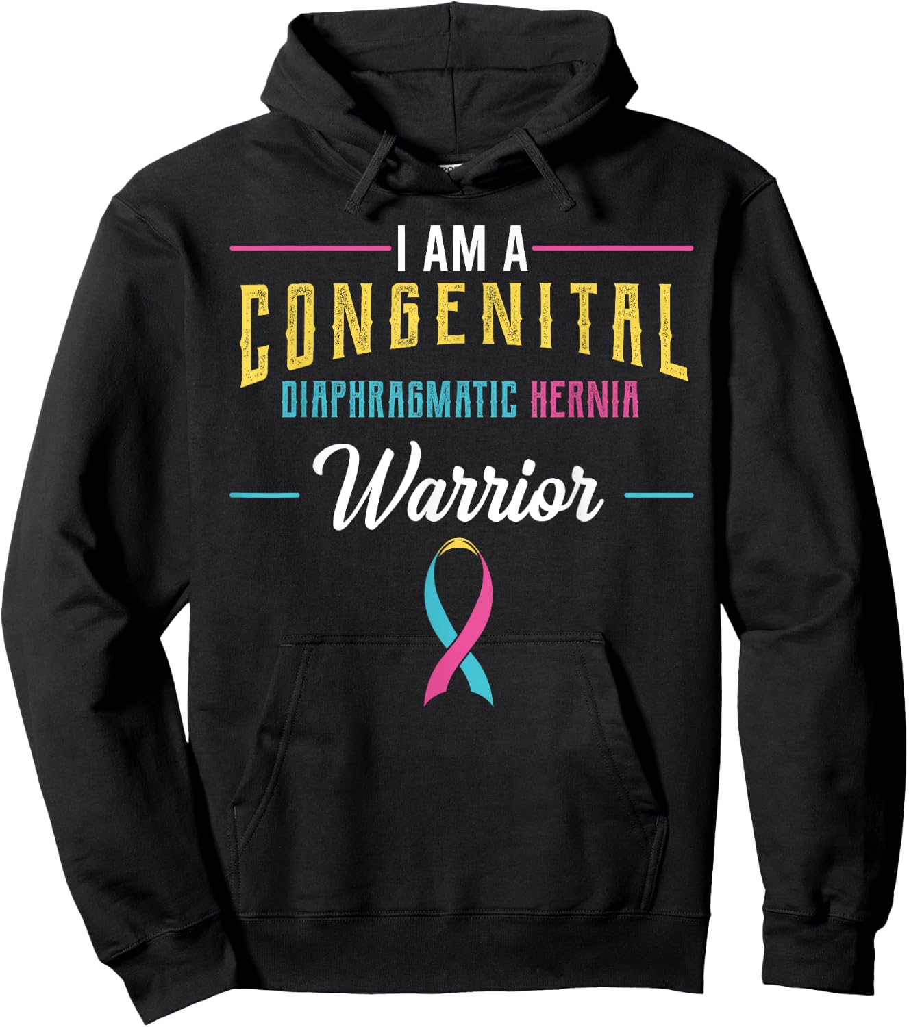 Congenital Diaphragmatic Hernia Awareness Ribbon CDH Warrior Hoodie - Hoodie | Black