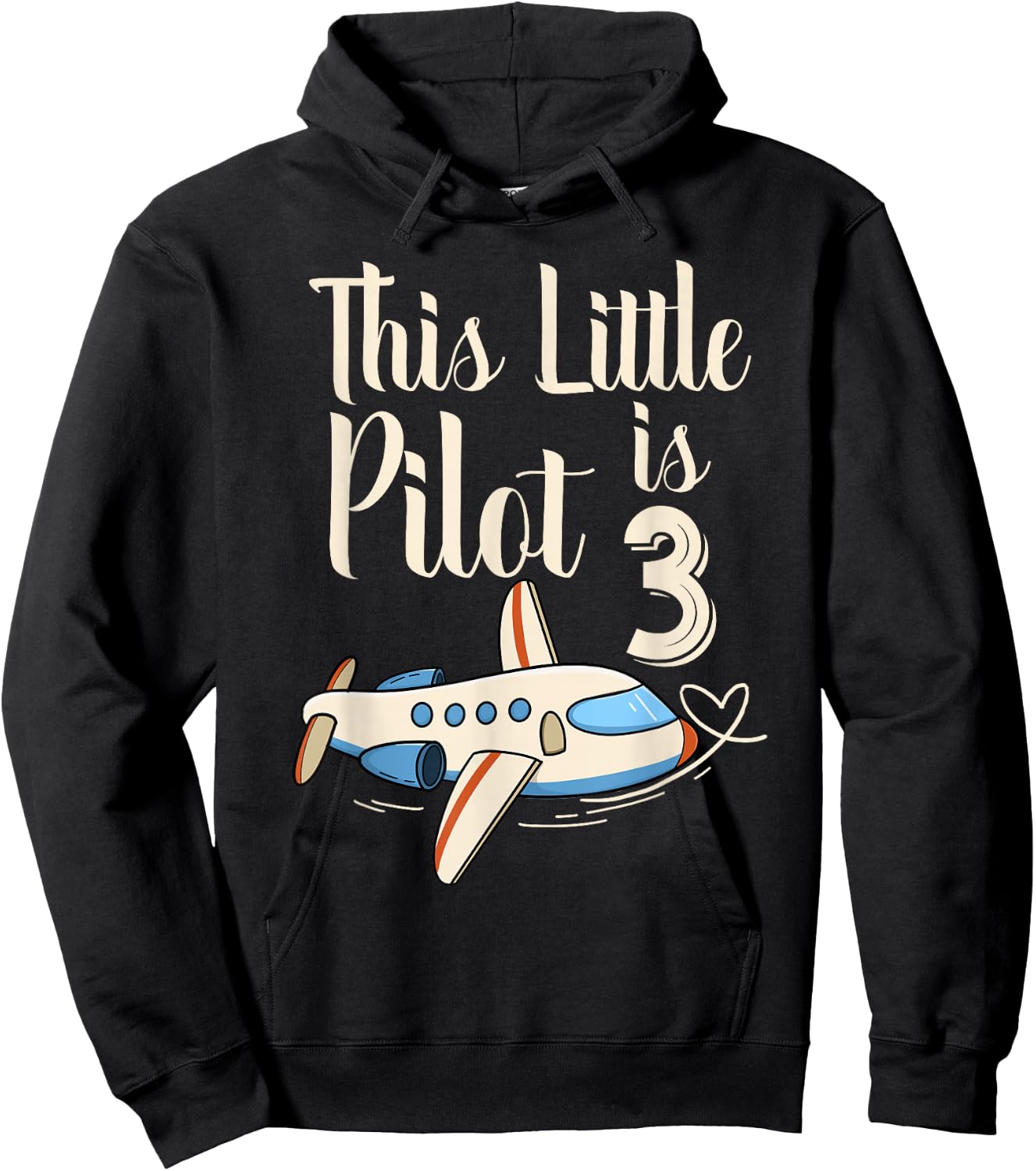 Kids 3 Year Old Boy Girl Airplane Pilot 3rd Birthday Party Hoodie - Hoodie | Black