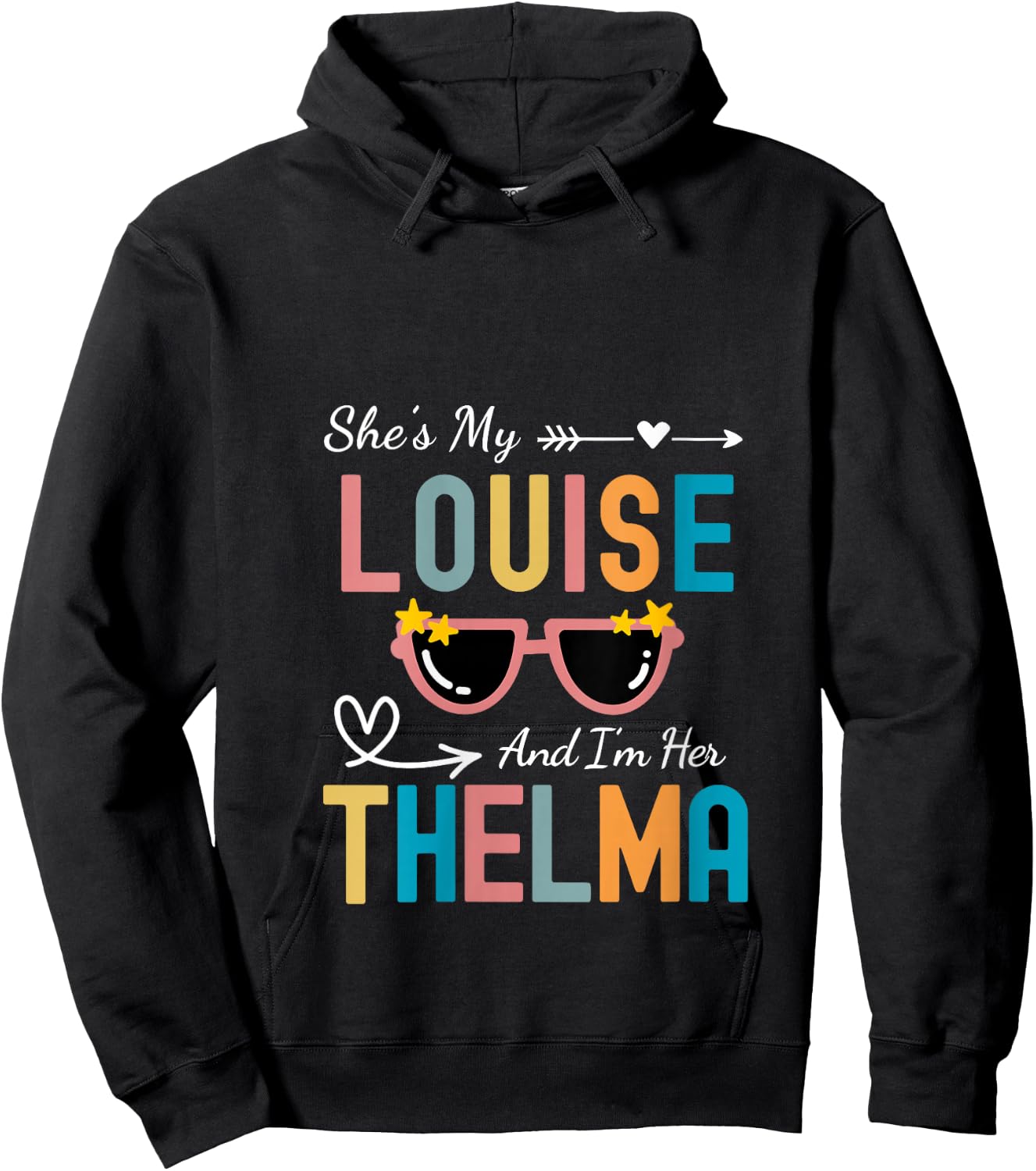 Every Thelma Needs A Louise Retro Women Best Friends V-Neck Hoodie - Hoodie | Black