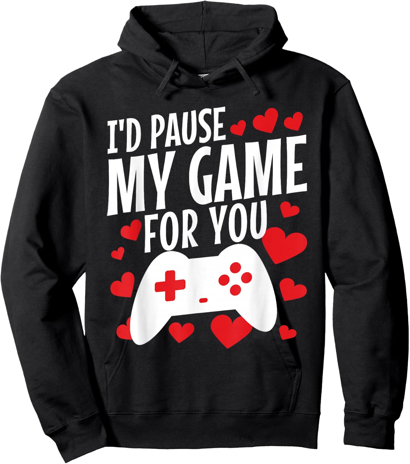 Kids Valentines Day Gamer Gift - Funny Game Lover Men Boys Hoodie - Hoodie | Black