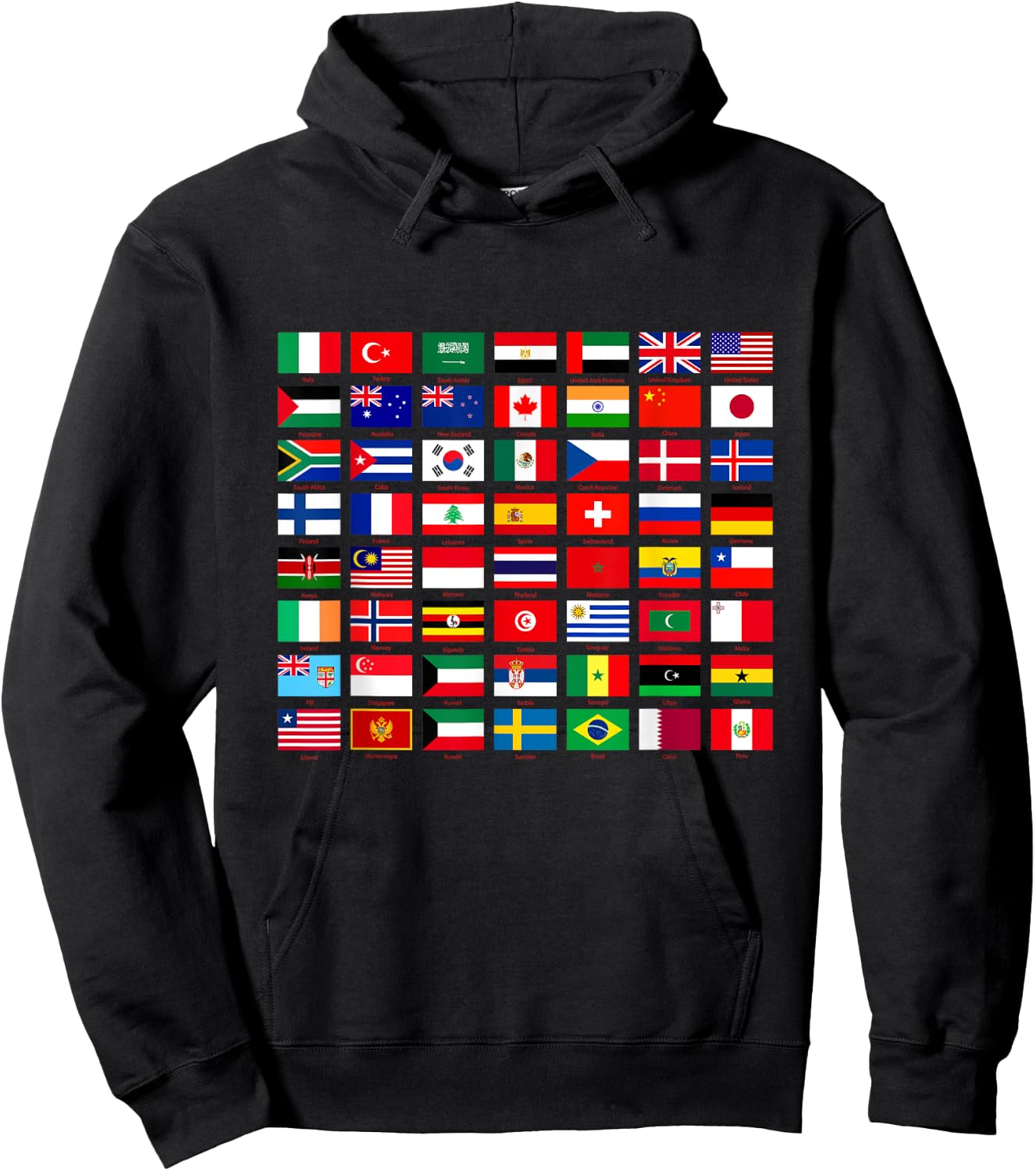 Flags of the Countries of the World Graphic Cool Designs Hoodie - Hoodie | Black