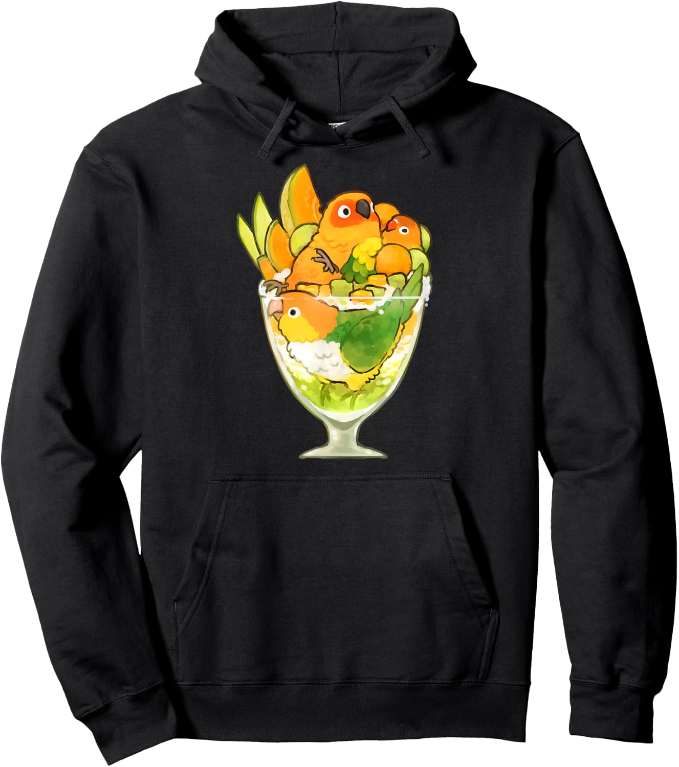 Bird Parfait (Orange) Sun Conure Caique Lovebird Hoodie - Hoodie | Black