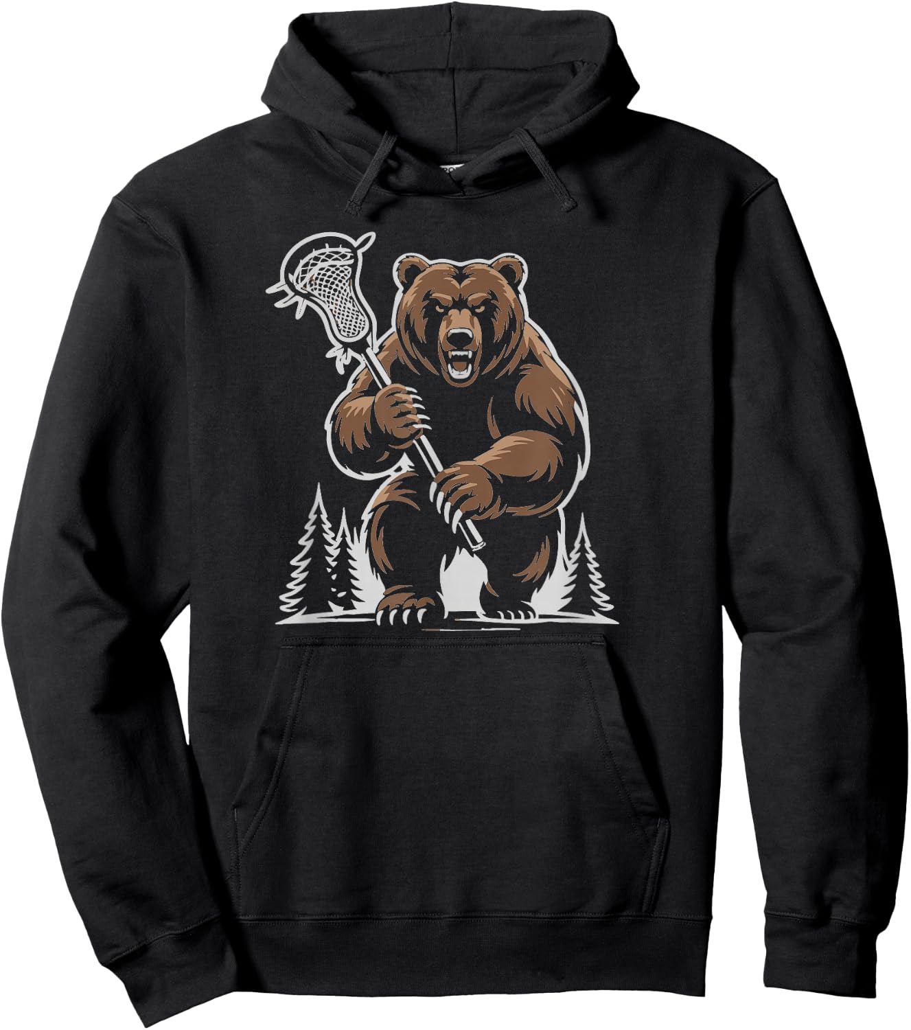 Bears Lacrosse Vintage Lax Mascot Team Lax Stick Hoodie - Hoodie | Black