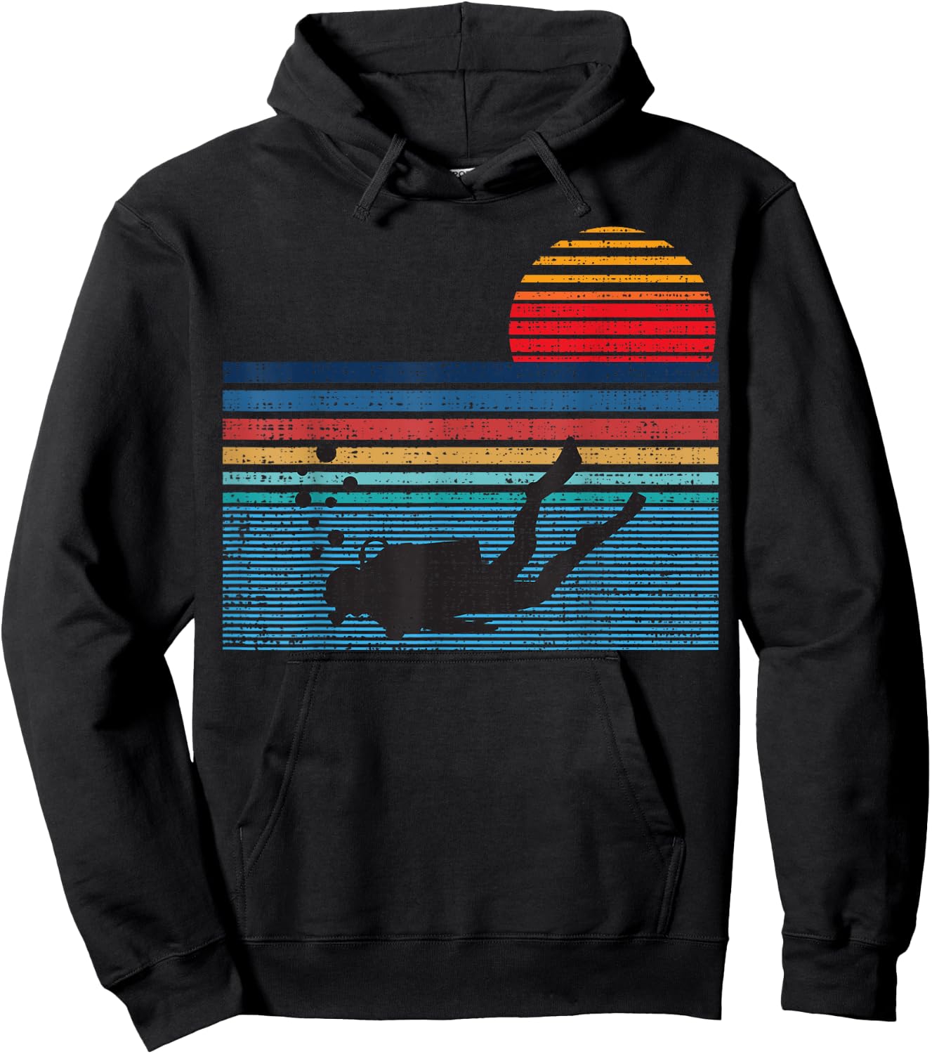 Vintage Retro Scuba Diving 80s Scuba Diver Shirt Hoodie - Hoodie | Black
