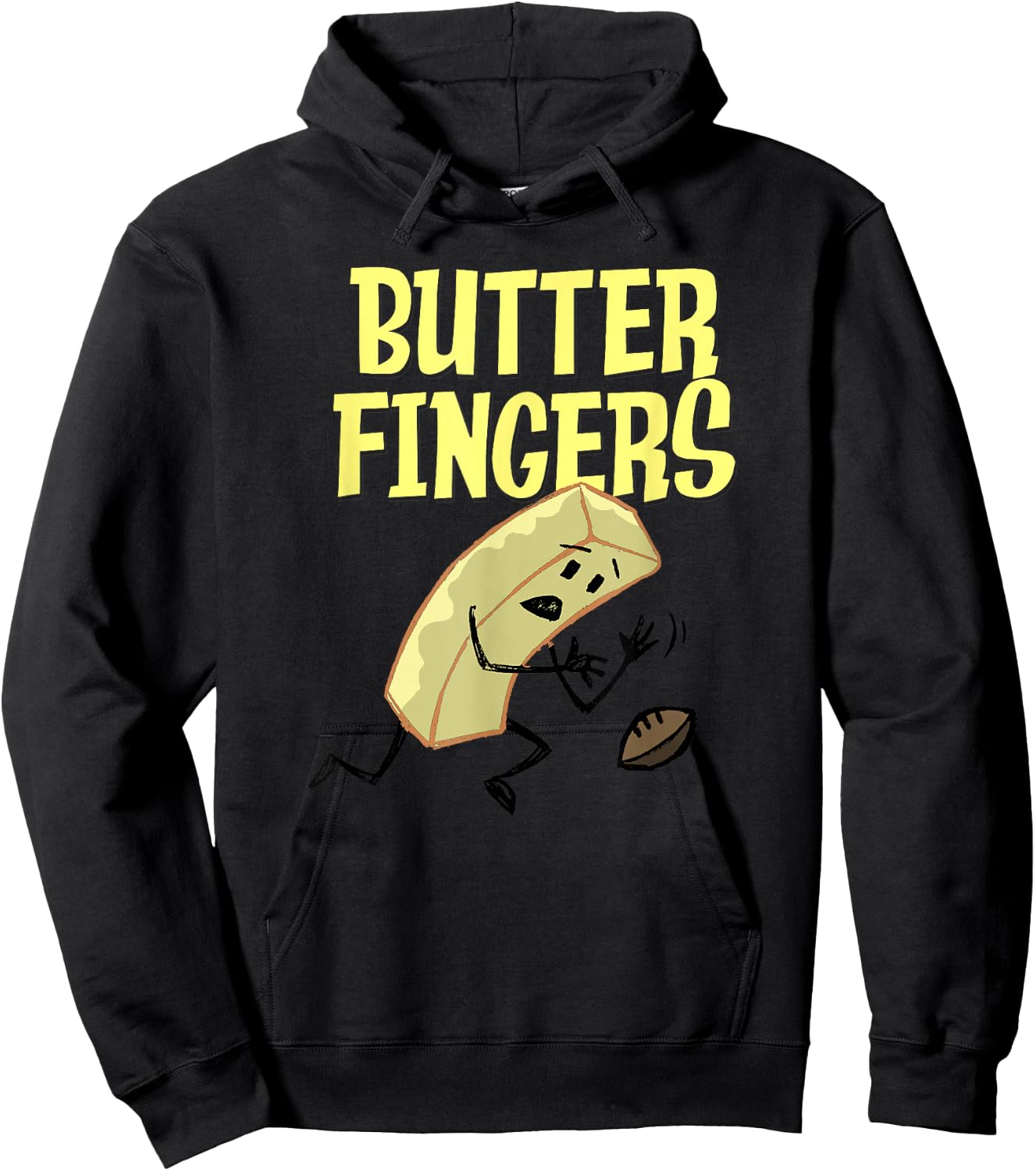 Trendy Graphic Butter Fingers Slippery Football Hoodie - Hoodie | Black