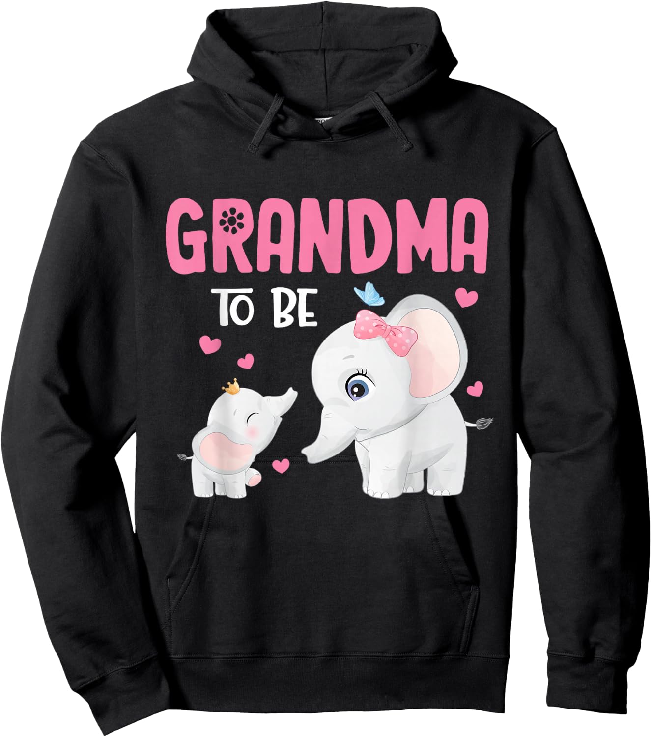 Grandma To Be Elephant Baby Shower Hoodie - Hoodie | Black
