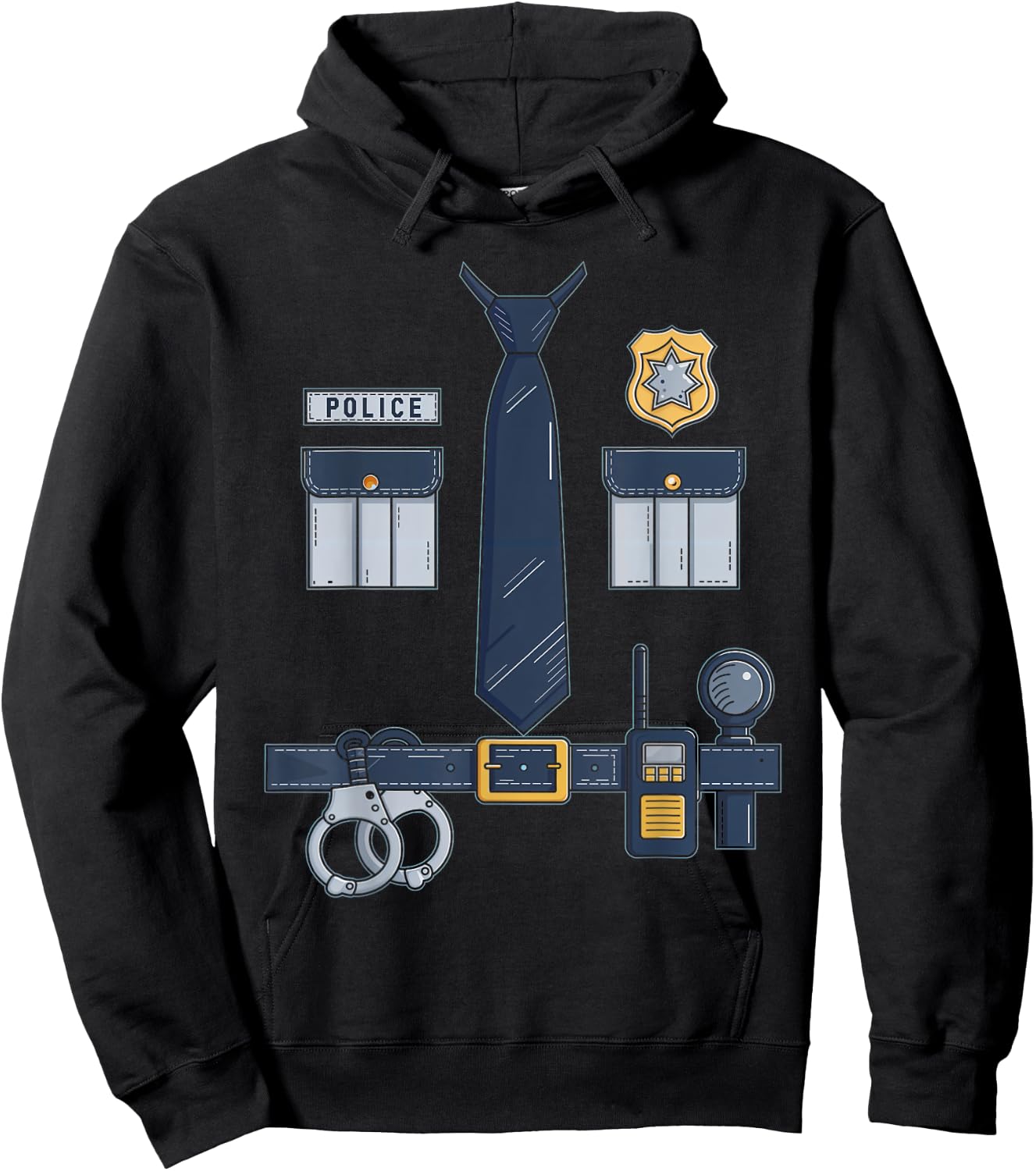 Police Officer Gear Police Badge Handcuffs Sheriff Uniform Hoodie - Hoodie | Black
