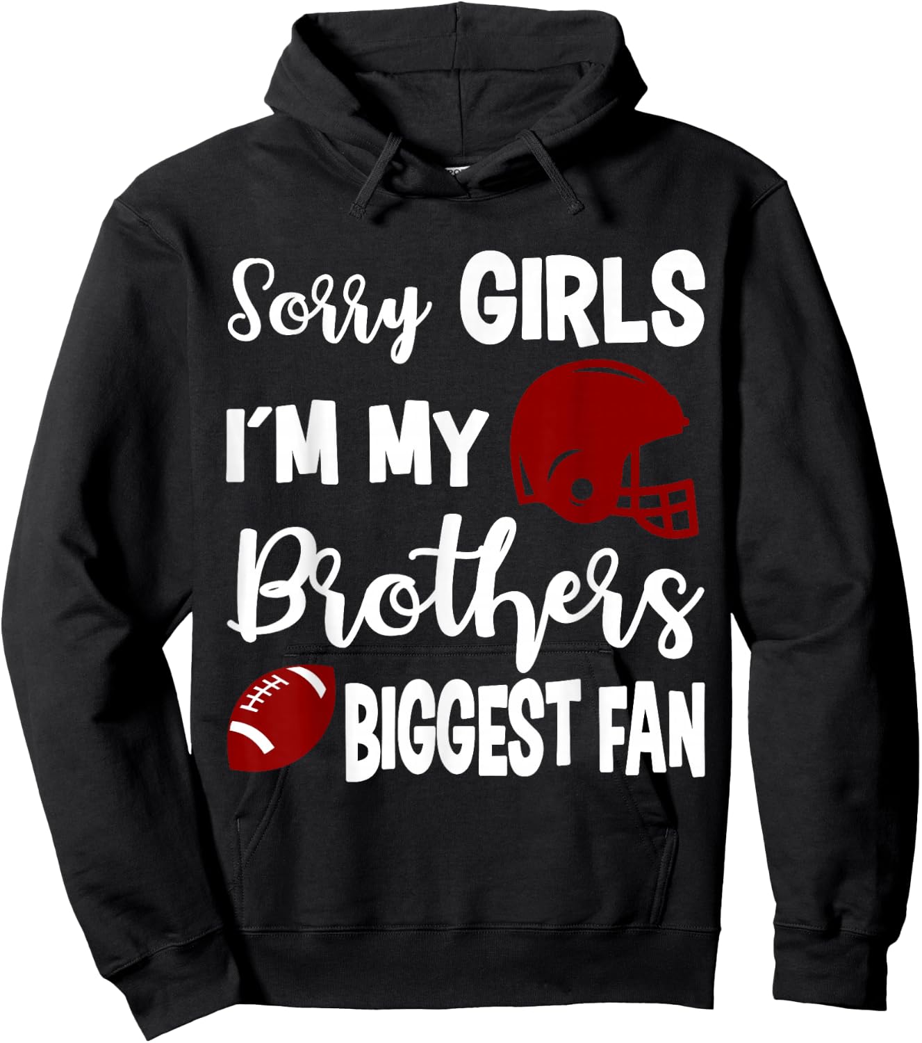 American Football Sister Biggest Fan Little Sister Gift Hoodie - Hoodie | Black