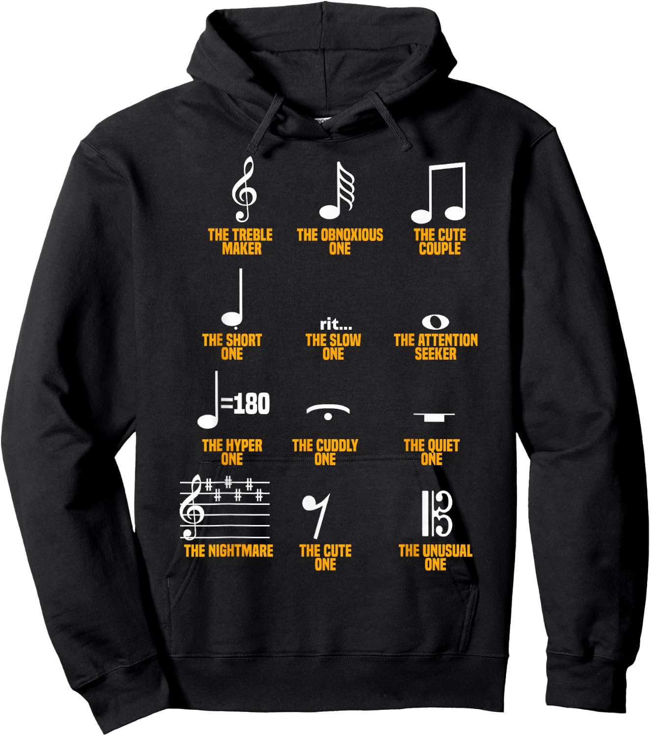 Musical Notes Symbol Definition - Humor Musician Hoodie - Hoodie | Black