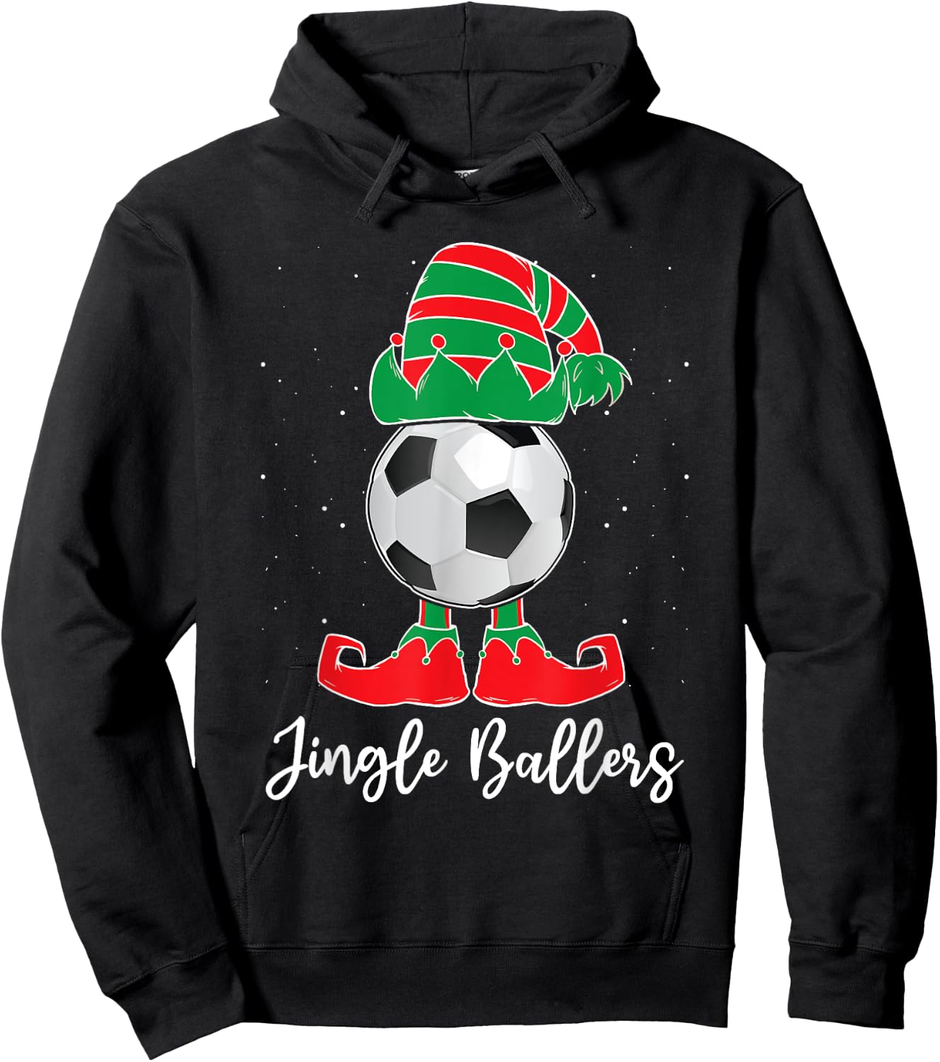 Jingle Ballers Christmas Soccer Ball Xmas Elf Squad Holiday Hoodie - Hoodie | Black