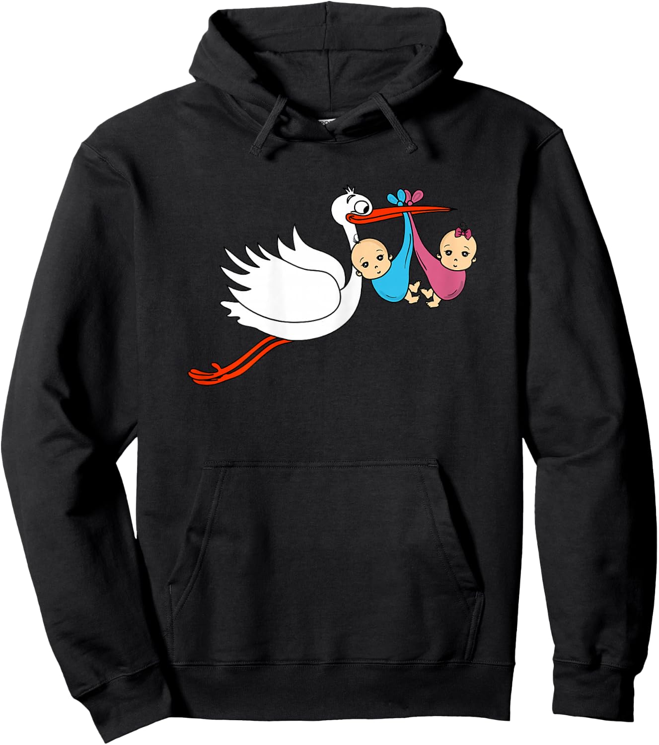 Pregnant Funny Mother Baby Twins Boy Girl Hoodie - Hoodie | Black