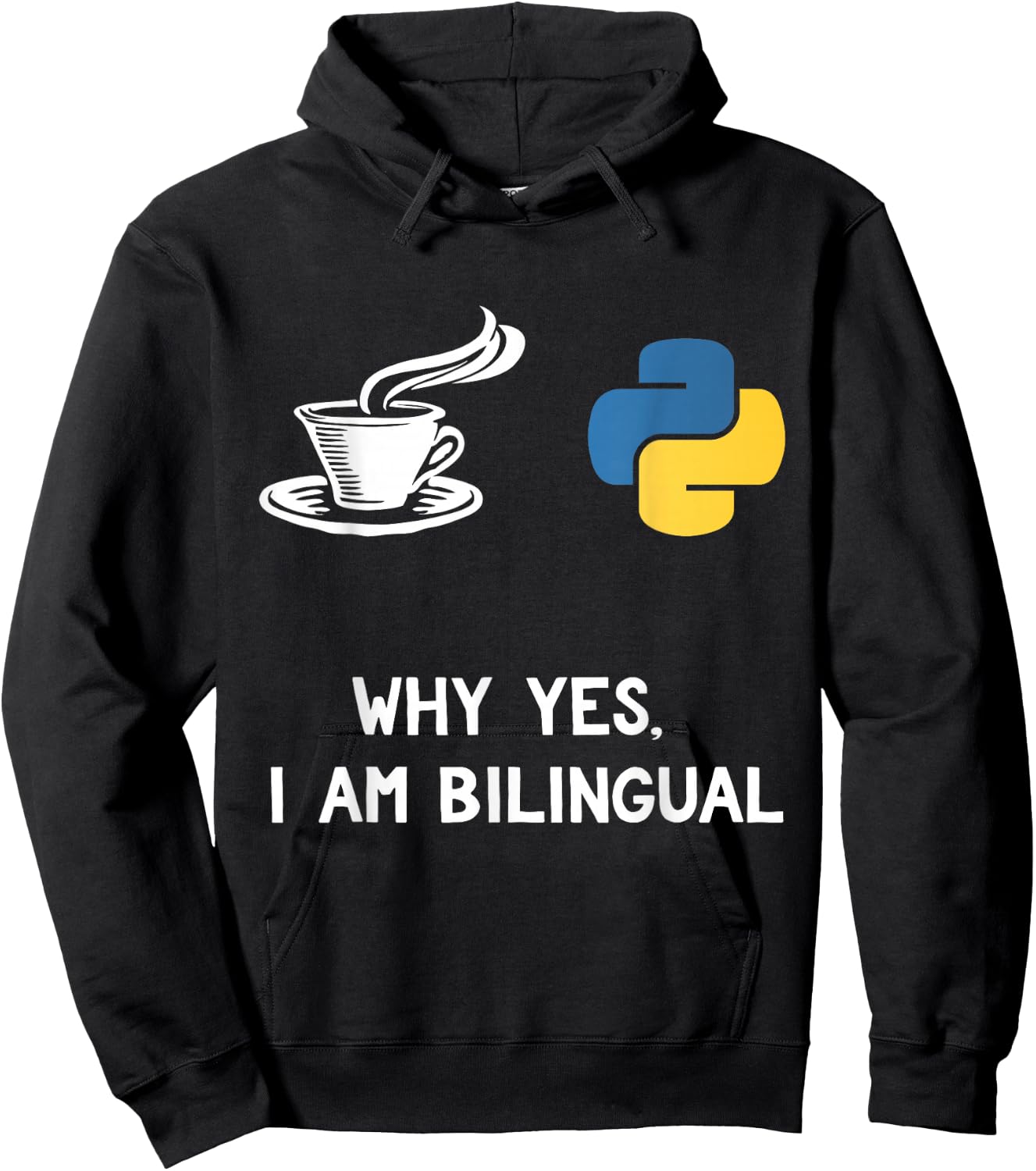 Funny Python Java Programmer Shirt Bilingual Coder Gift Hoodie - Hoodie | Black
