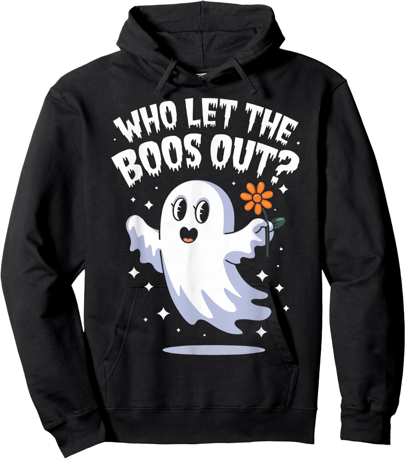 Funny Halloween Spooky Season Cute Pun Who Let The Boos Out Hoodie - Hoodie | Black