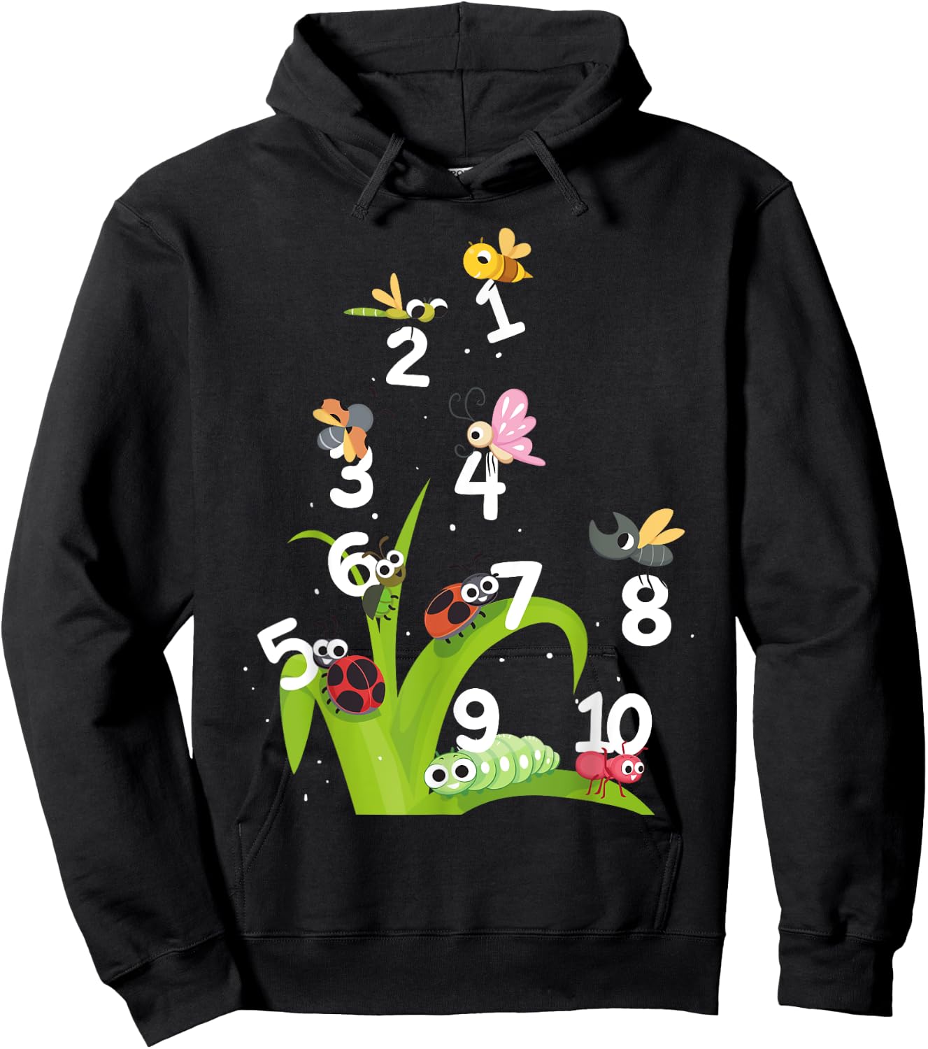 Nursery School Pre K Numbers and Insects Teachers Kids Hoodie - Hoodie | Black