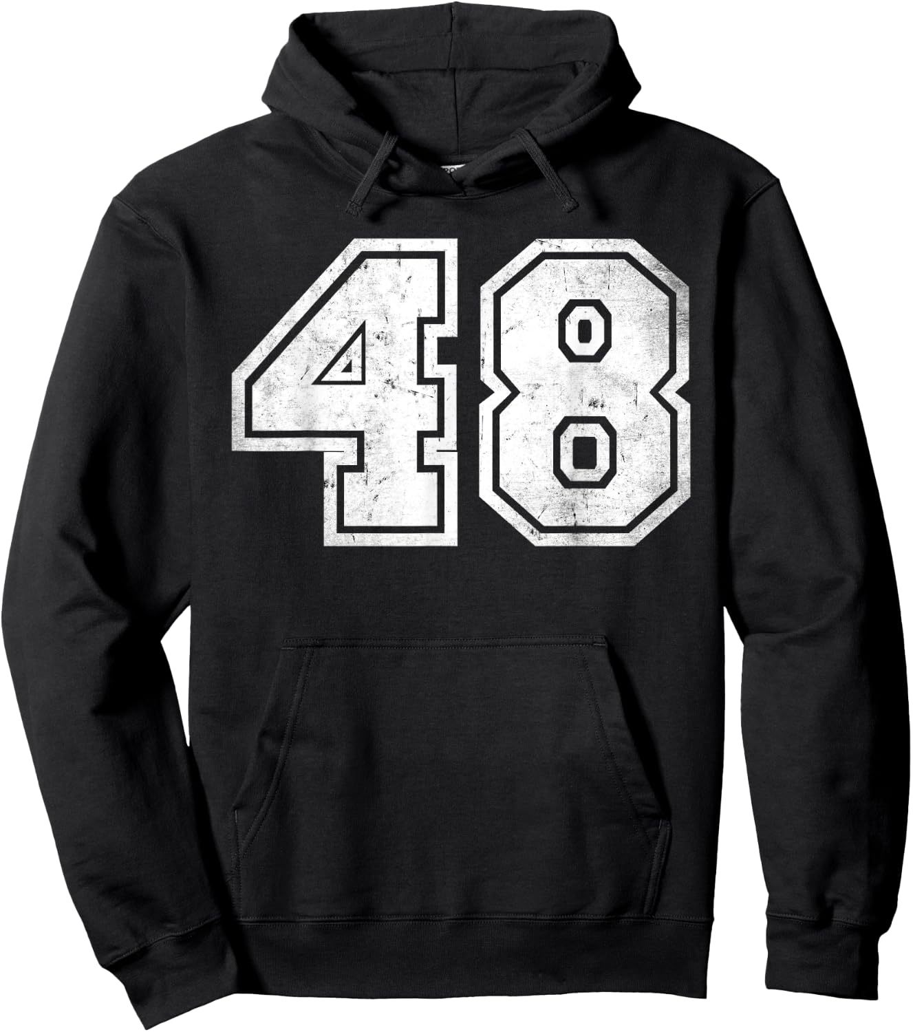 Distressed Number #48 Sport White Number Hoodie - Hoodie | Black