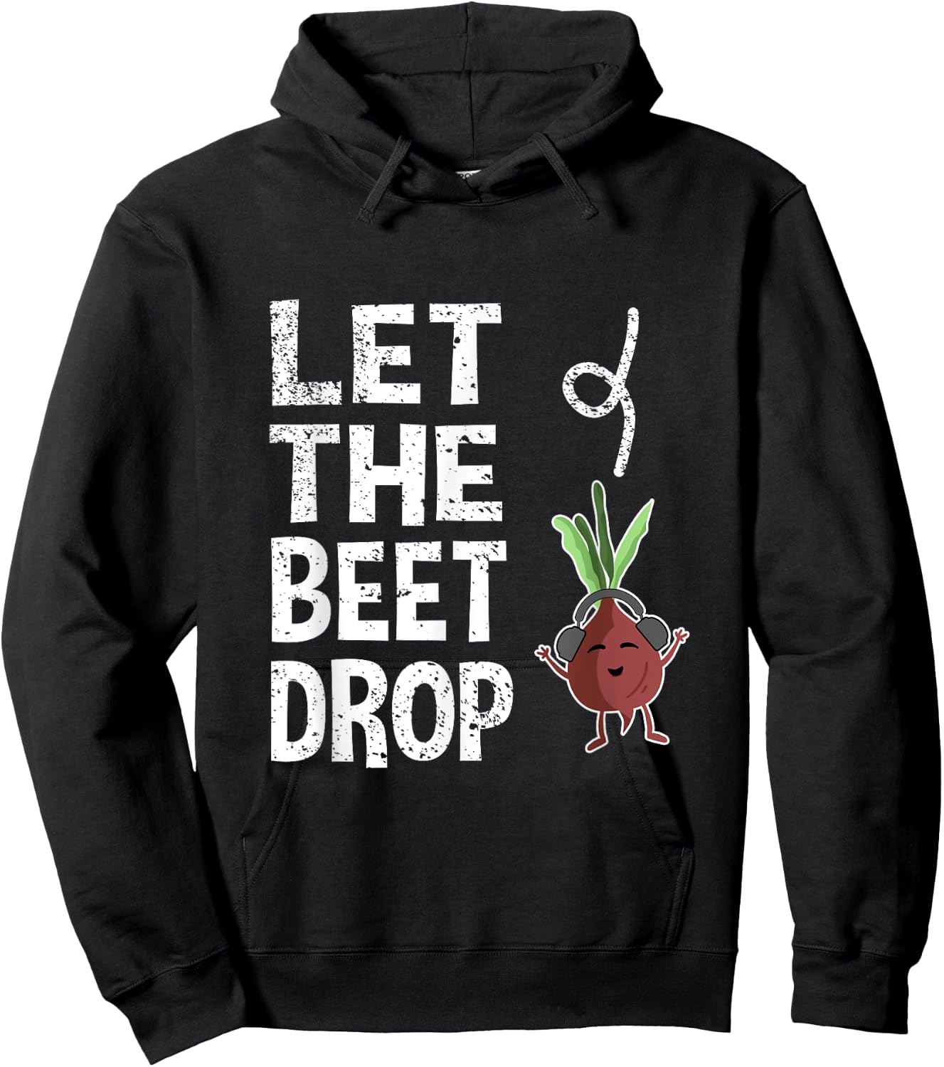 Beetroot Deejay Greengrocer Vegetarian Let The Beet Drop Hoodie - Hoodie | Black