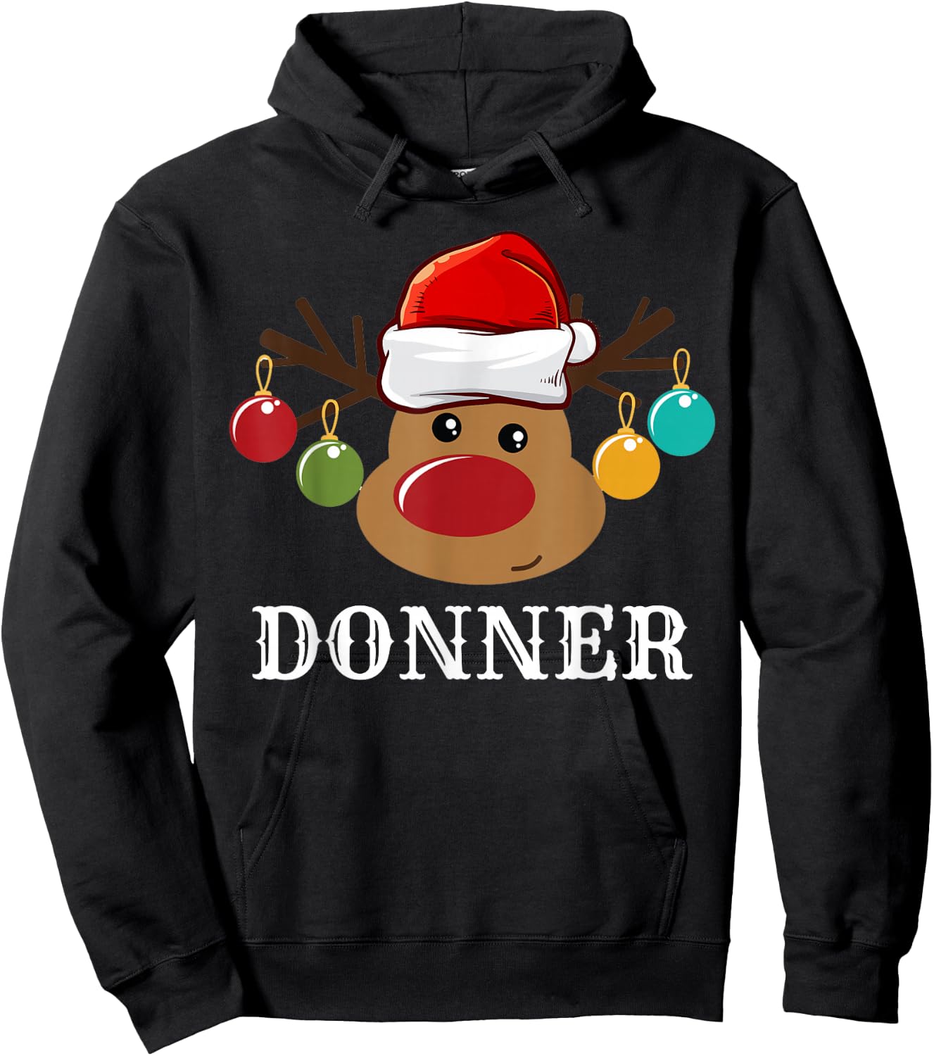 Santa Reindeer Donner Xmas Group Costume Hoodie - Hoodie | Black
