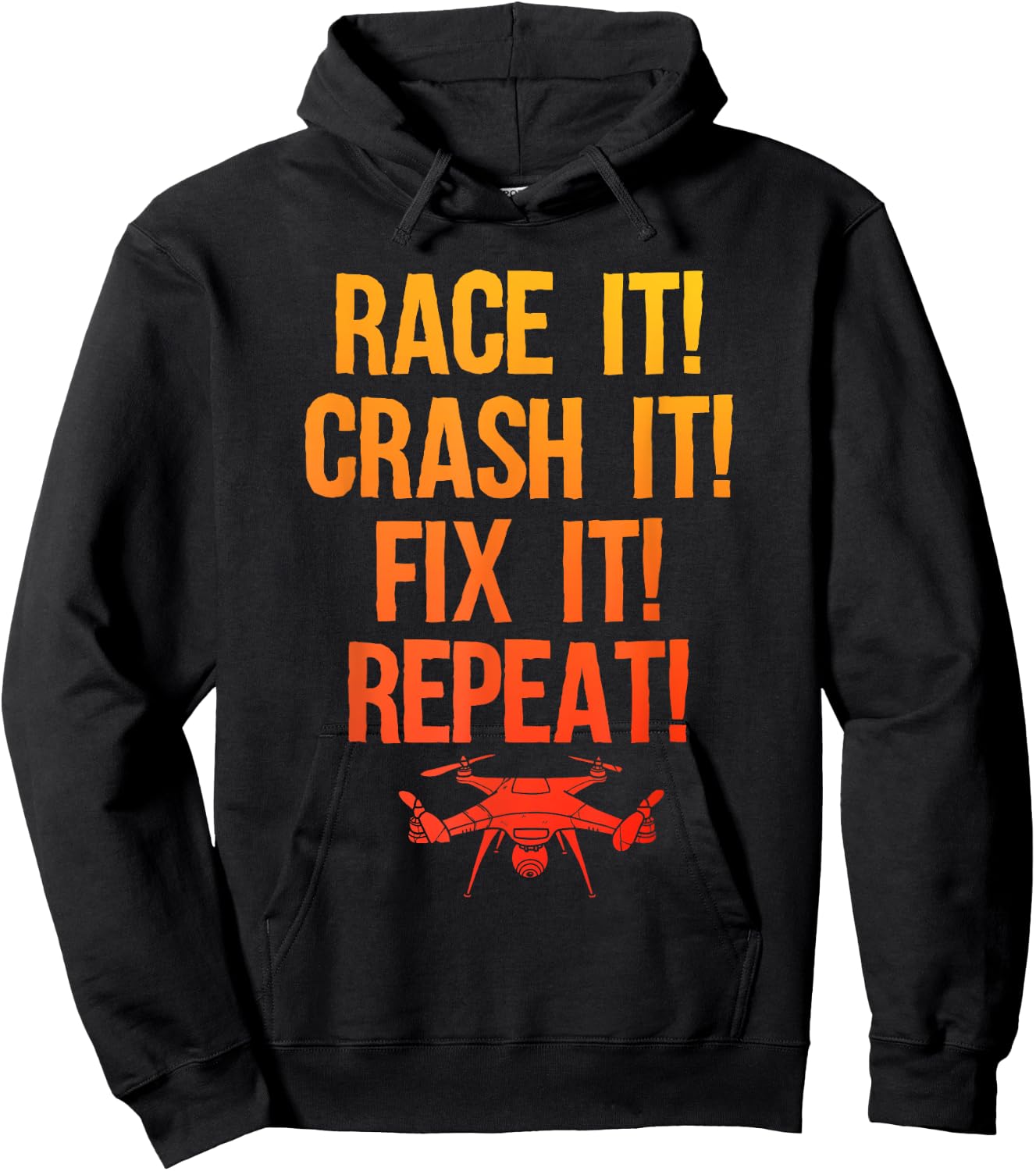 Funny Drone Art Women Boys Drone Racing Drone Pilot Hoodie - Hoodie | Black