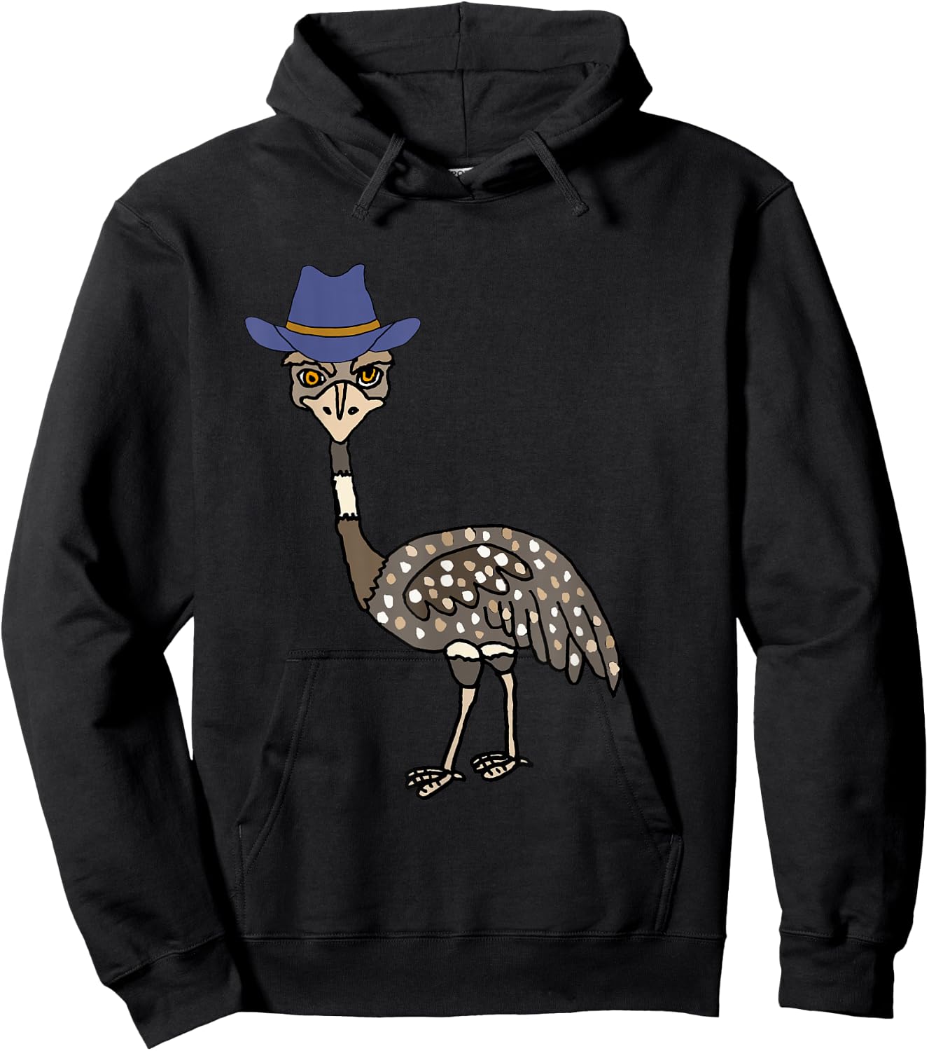 Smileteesanim Funny Emu Bird wearing Cowboy hat Cartoon Hoodie - Hoodie | Black