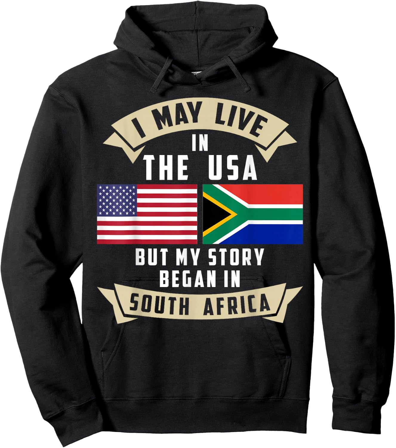 South Africa American Flag USA South African Roots Hoodie - Hoodie | Black