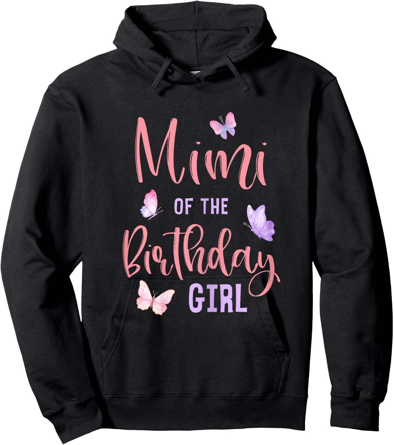 Mimi of The Birthday Girl Butterfly Party Matching Family Hoodie - Hoodie | Black
