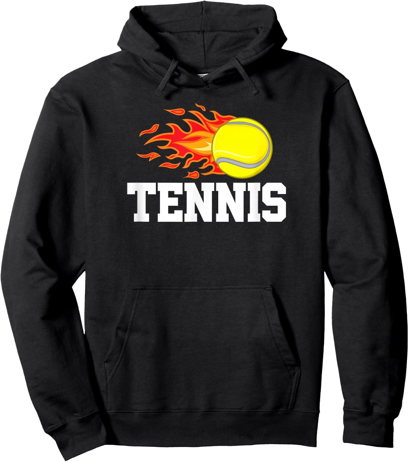 Tennis Ball Flame Tennis Player Design Graphic Hoodie - Hoodie | Black