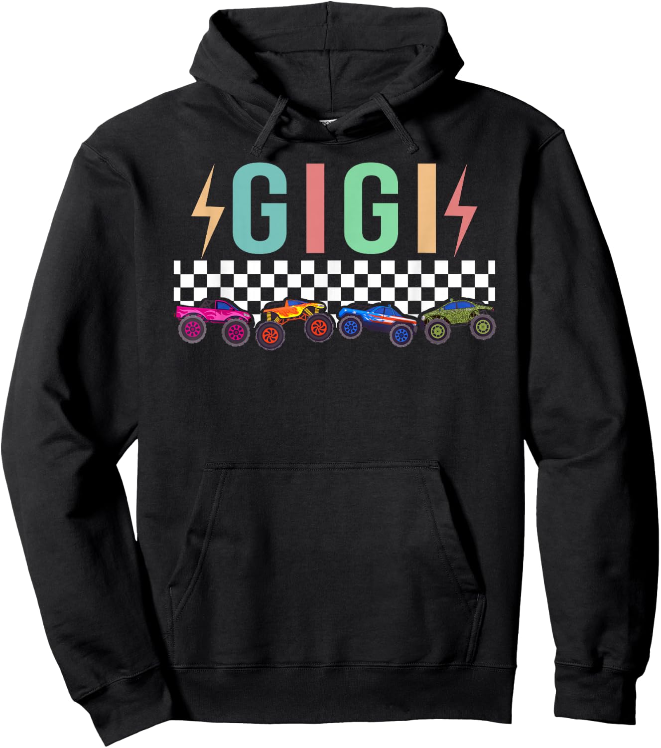 Gigi Monster Truck Gigi Grandma Proud Monster Truck Gigi Hoodie - Hoodie | Black