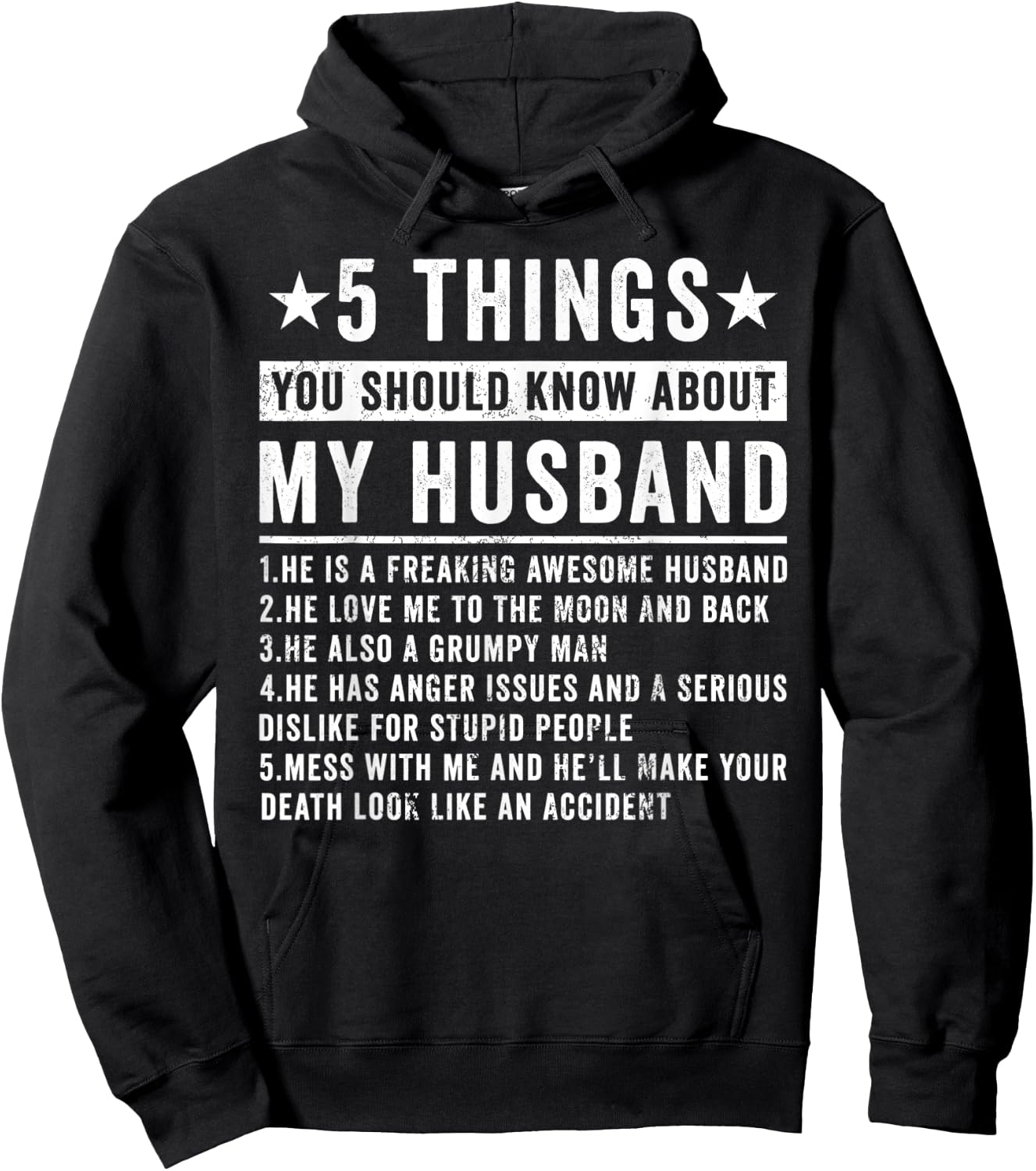 5 Things You Should Know About My Husband Husb Grumpy Man Hoodie - Hoodie | Black