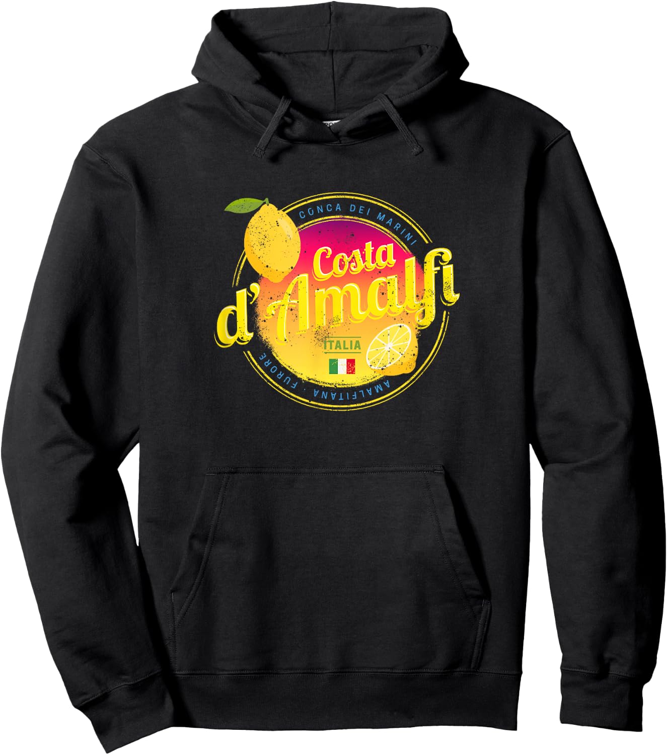 Costa d'Amalfi and Lemon Italy Vintage Amalfi Coast Souvenir Hoodie - Hoodie | Black