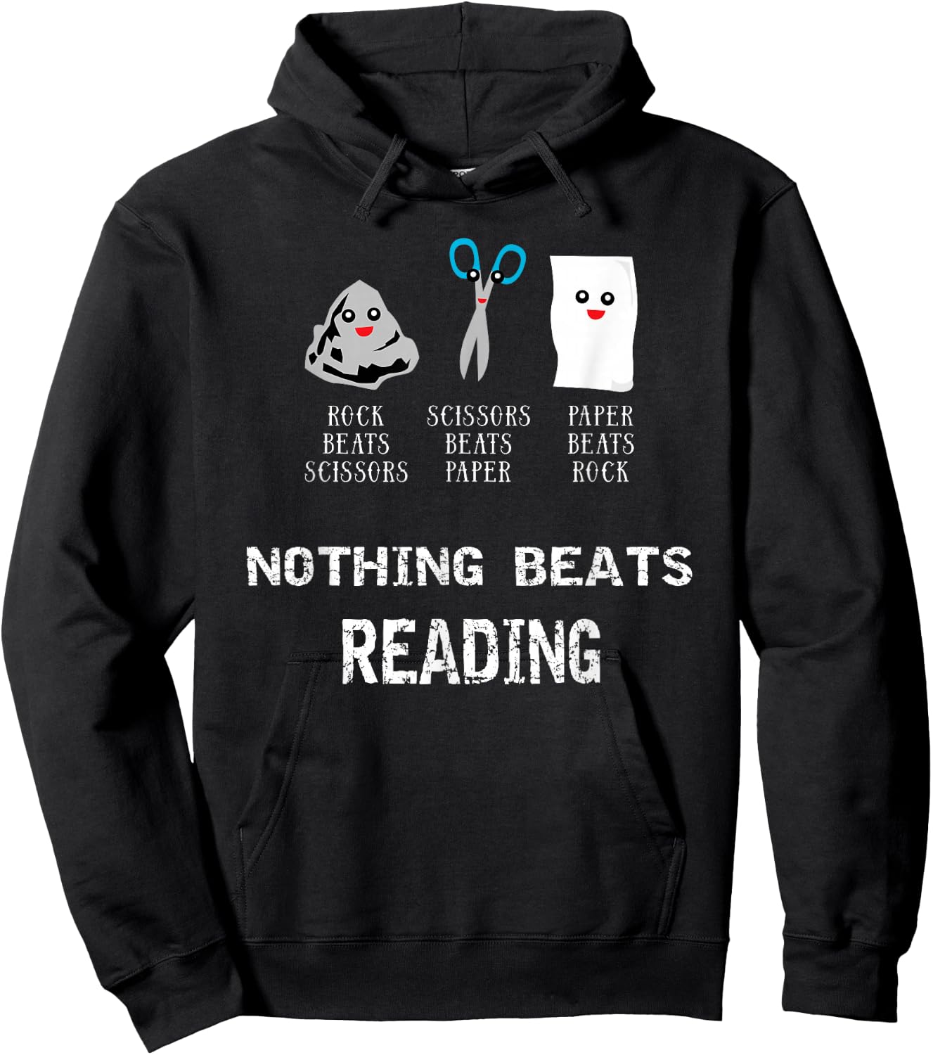 Rock Paper Scissors Reading Cool Hobby Book Lovers Gifts Hoodie - Hoodie | Black