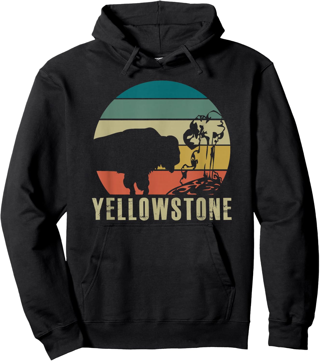 Yellowstone National Park Vintage Buffalo Bison Retro Gift Hoodie - Hoodie | Black