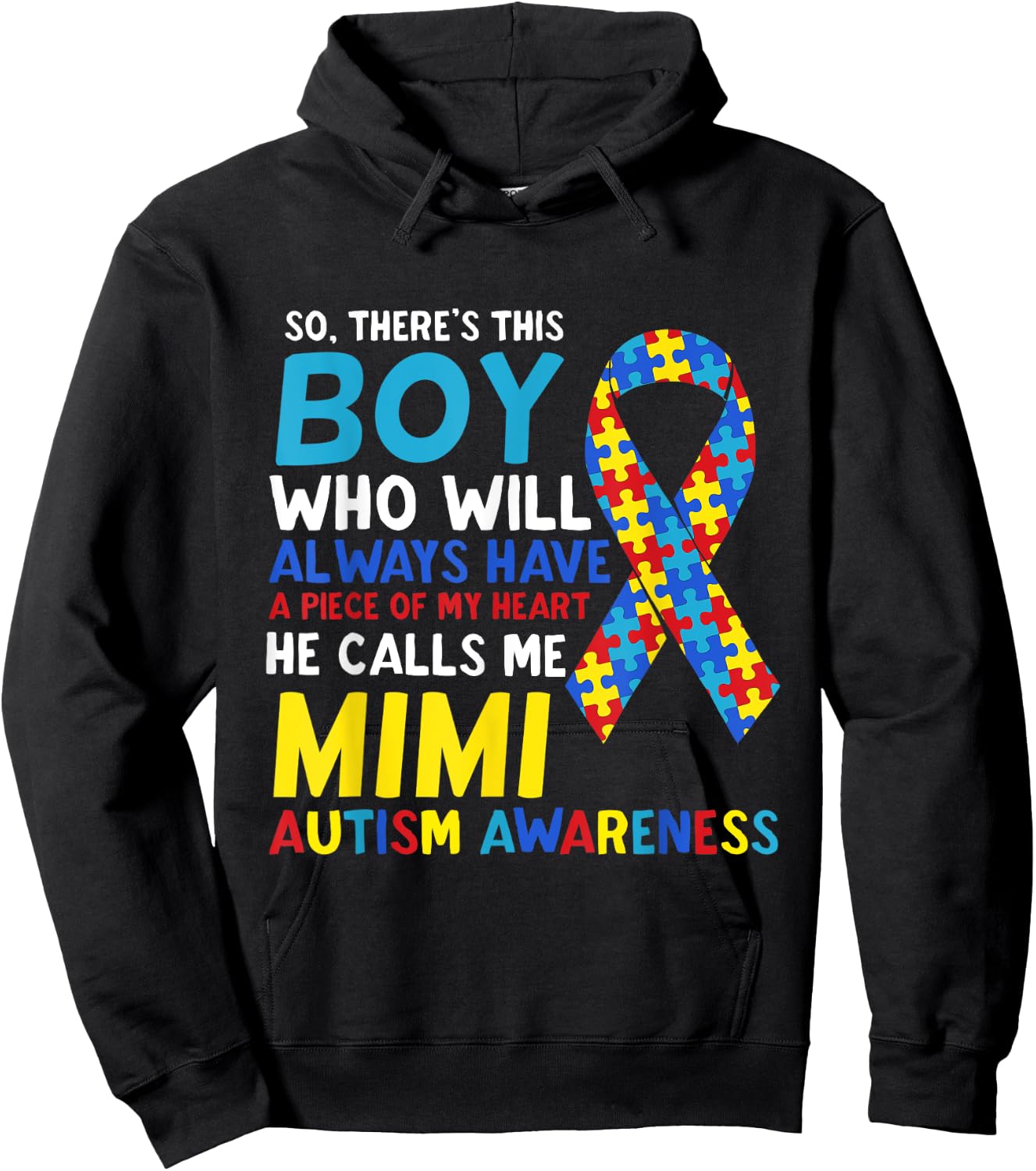There's This Boy He Calls Me Mimi Grandma Autism Awareness Hoodie - Hoodie | Black