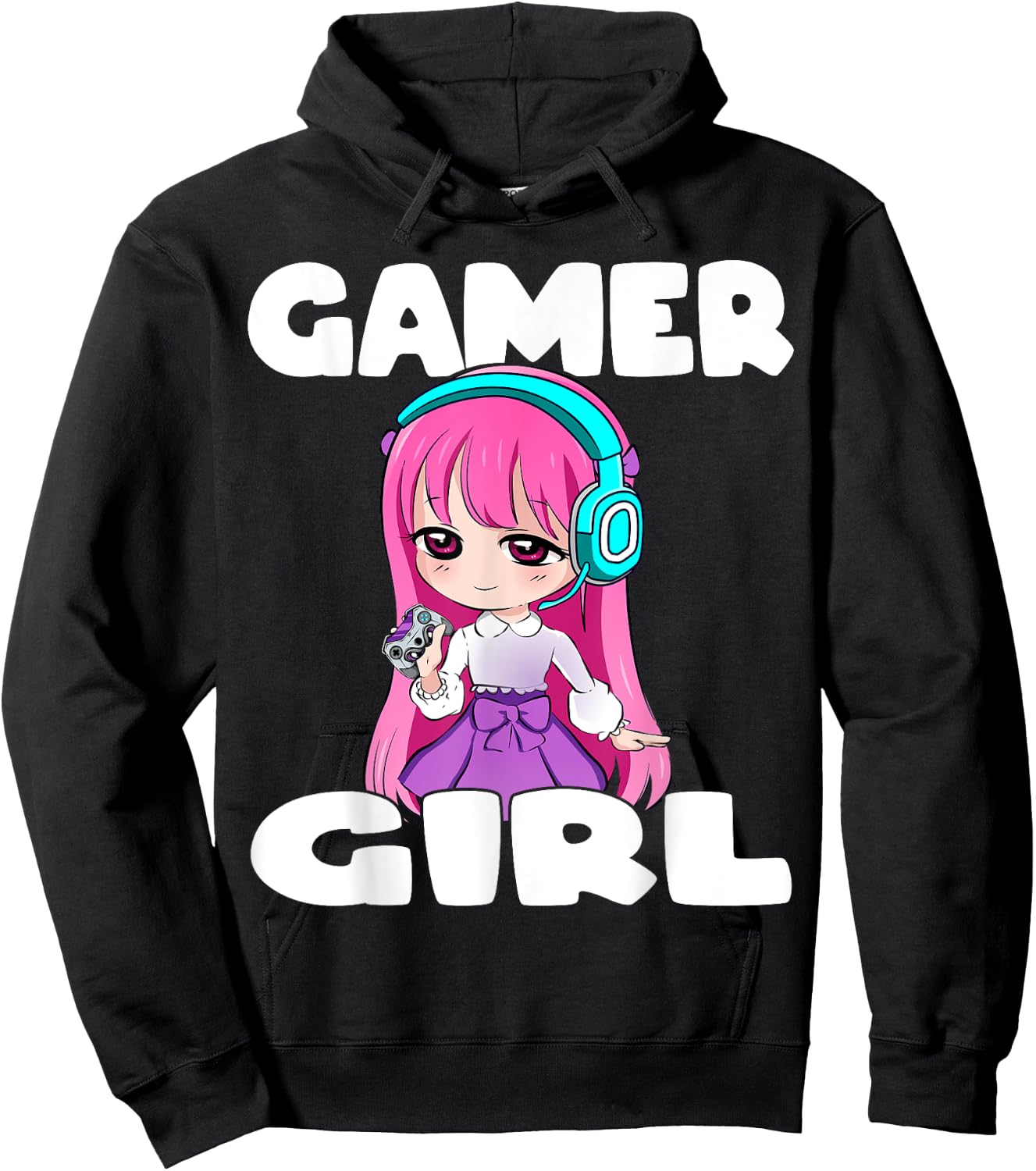 Gamer Girl Anime and Gaming Chibi Graphic Video Games Hoodie - Hoodie | Black