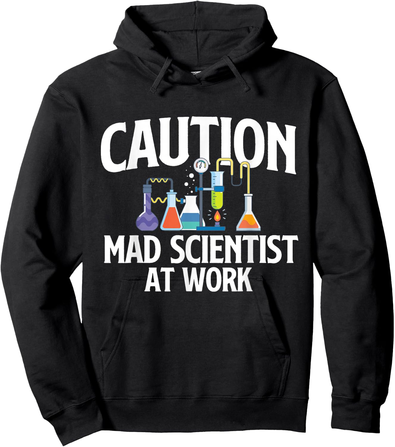 Caution Mad Scientist At Work - Science Fan Biology Lover Hoodie - Hoodie | Black